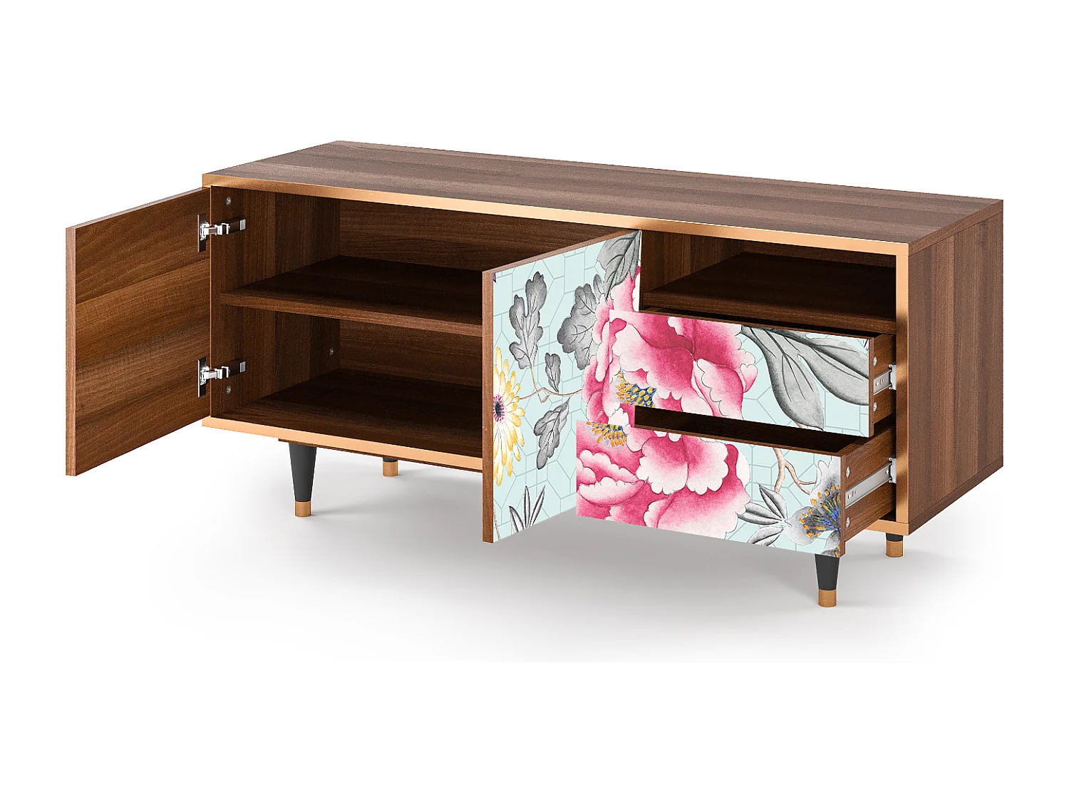 Meuble TV - 125х56х41 cm - T7 - Sky Garden, Noyer