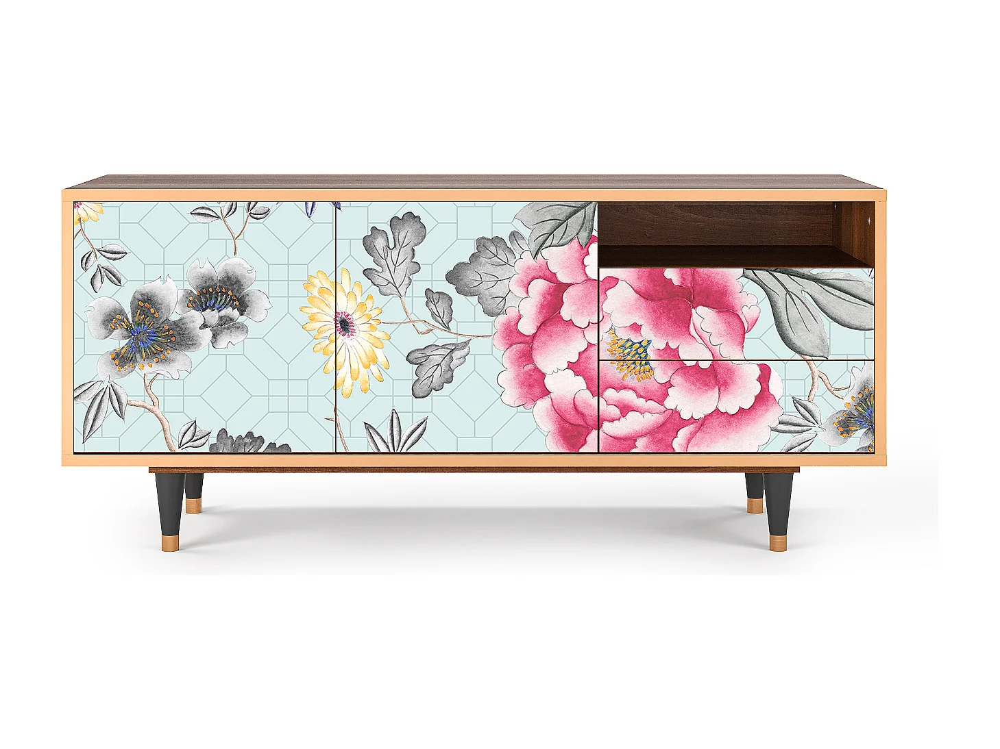 Meuble TV - 125х56х41 cm - T7 - Sky Garden, Noyer