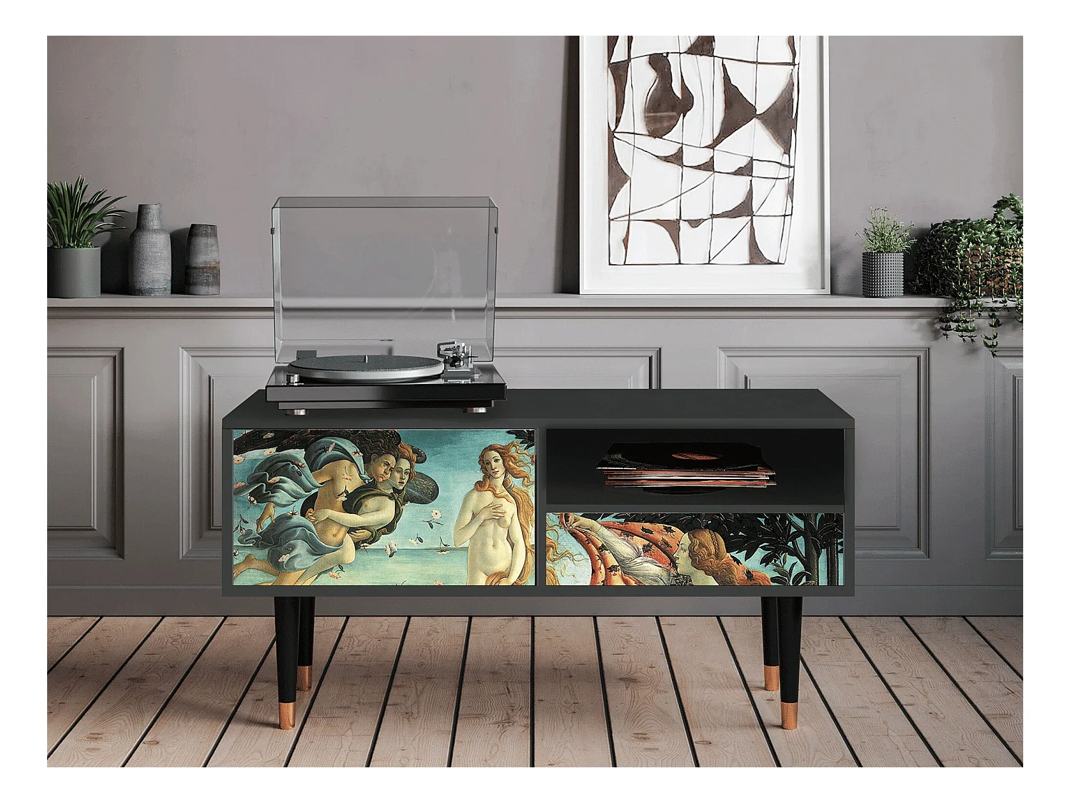 Meuble TV - 115х59х48 cm - T3 - The Birth of Venus, Anthracite
