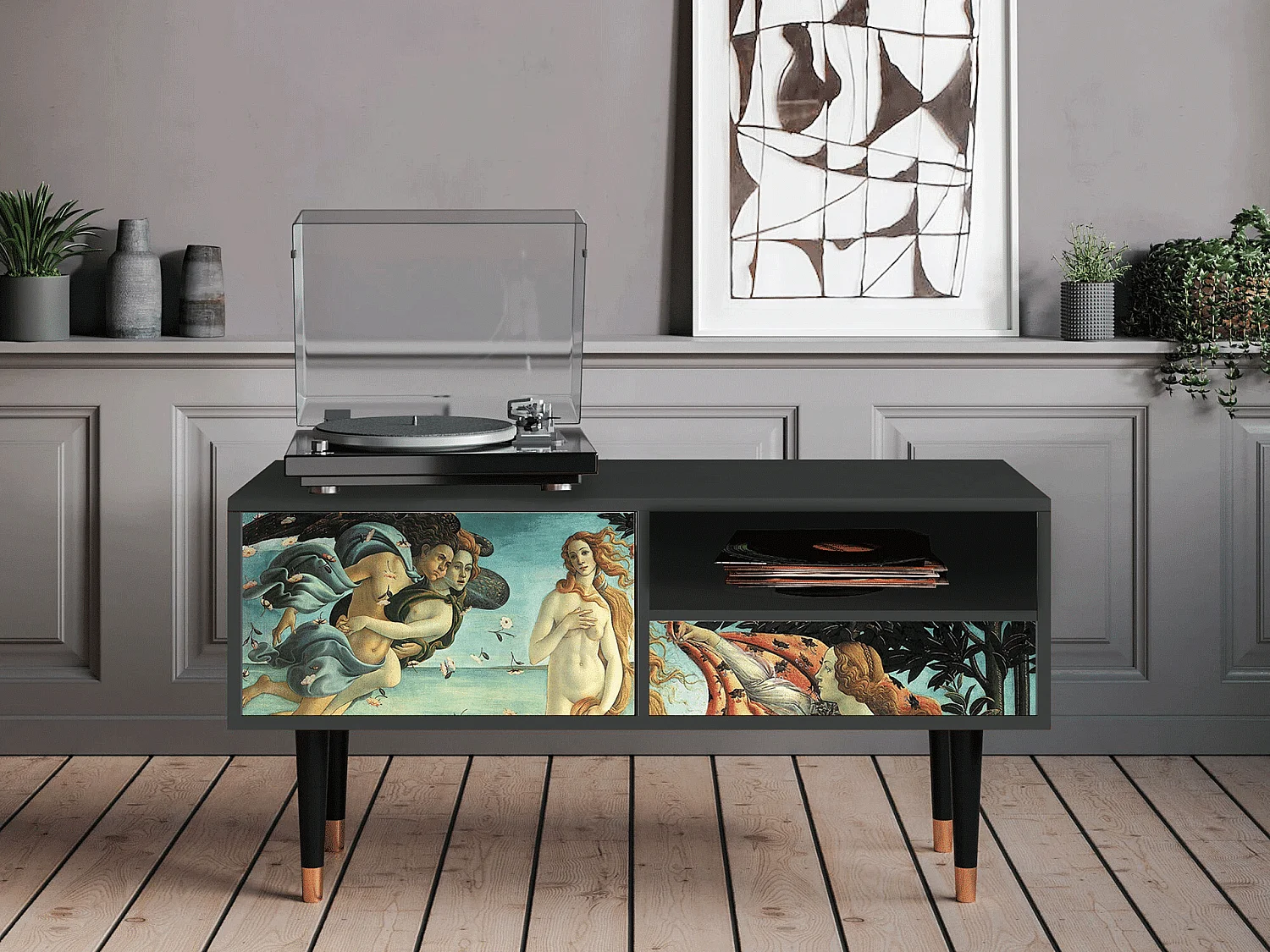 Mueble de TV - 115х59х48 cm - T3 - The Birth of Venus, Antracita