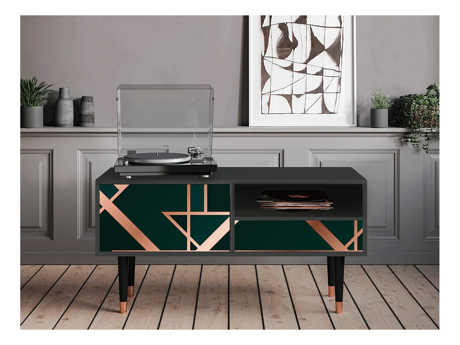 Mobile TV - 115х59х48 cm - T3 - Emerald Gatsby, Antracite