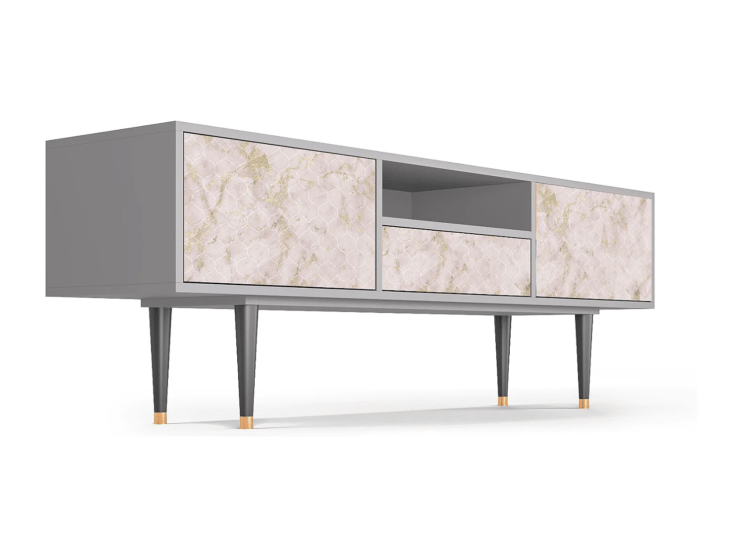 Meuble TV - 170х59х41 cm - T6 - Dirty Roses, Gris