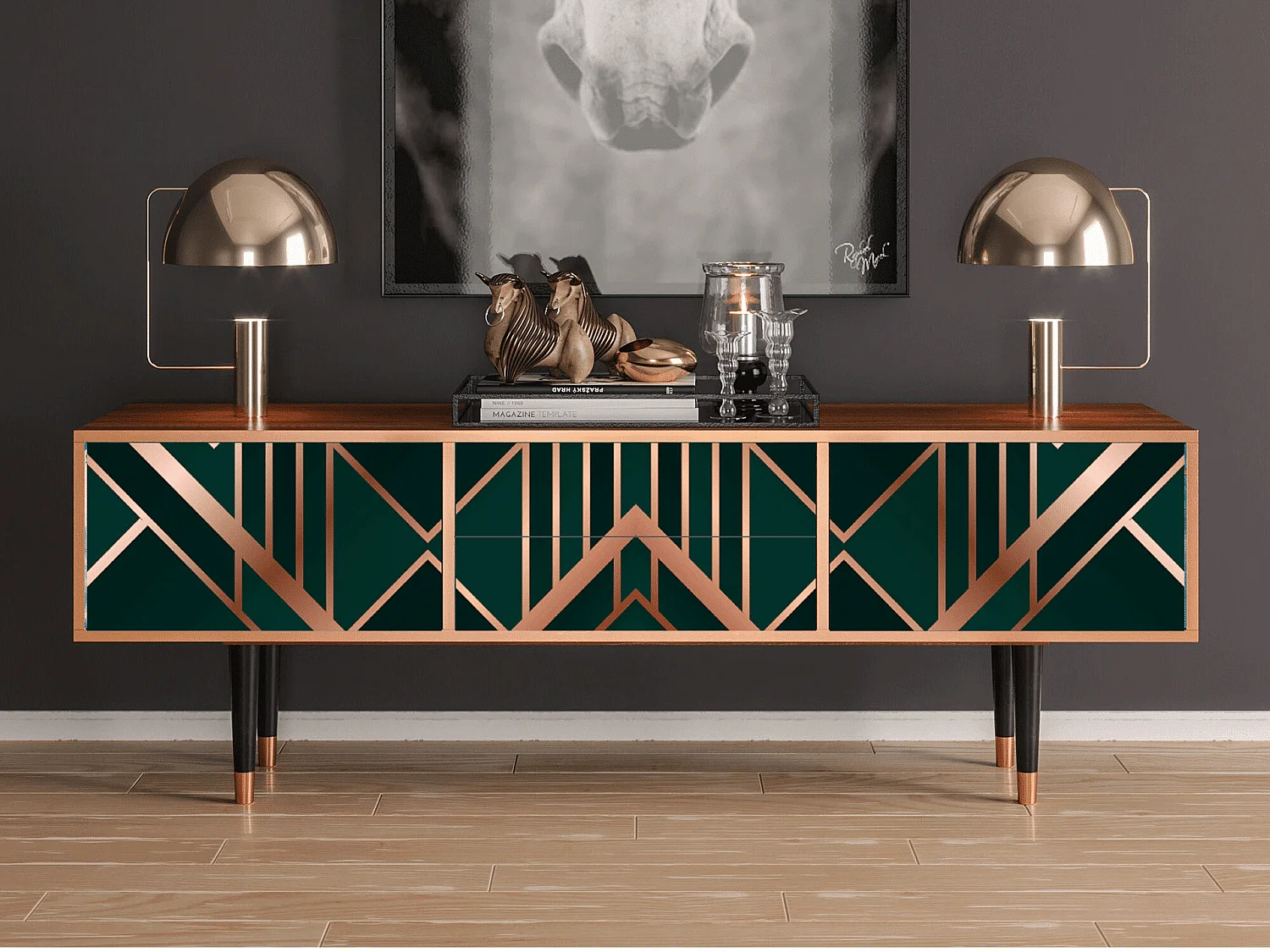 TV-Möbel - 170х59х48 cm - T4 - Emerald Gatsby, Walnuss