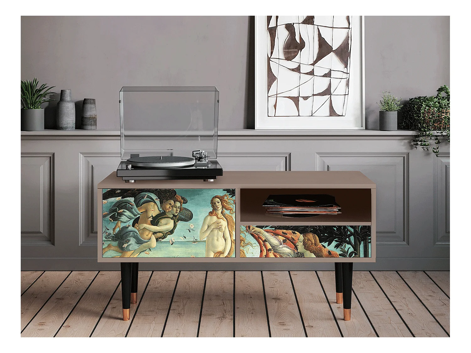 Meuble TV - 115х59х48 cm - T3 - The Birth of Venus, Latte