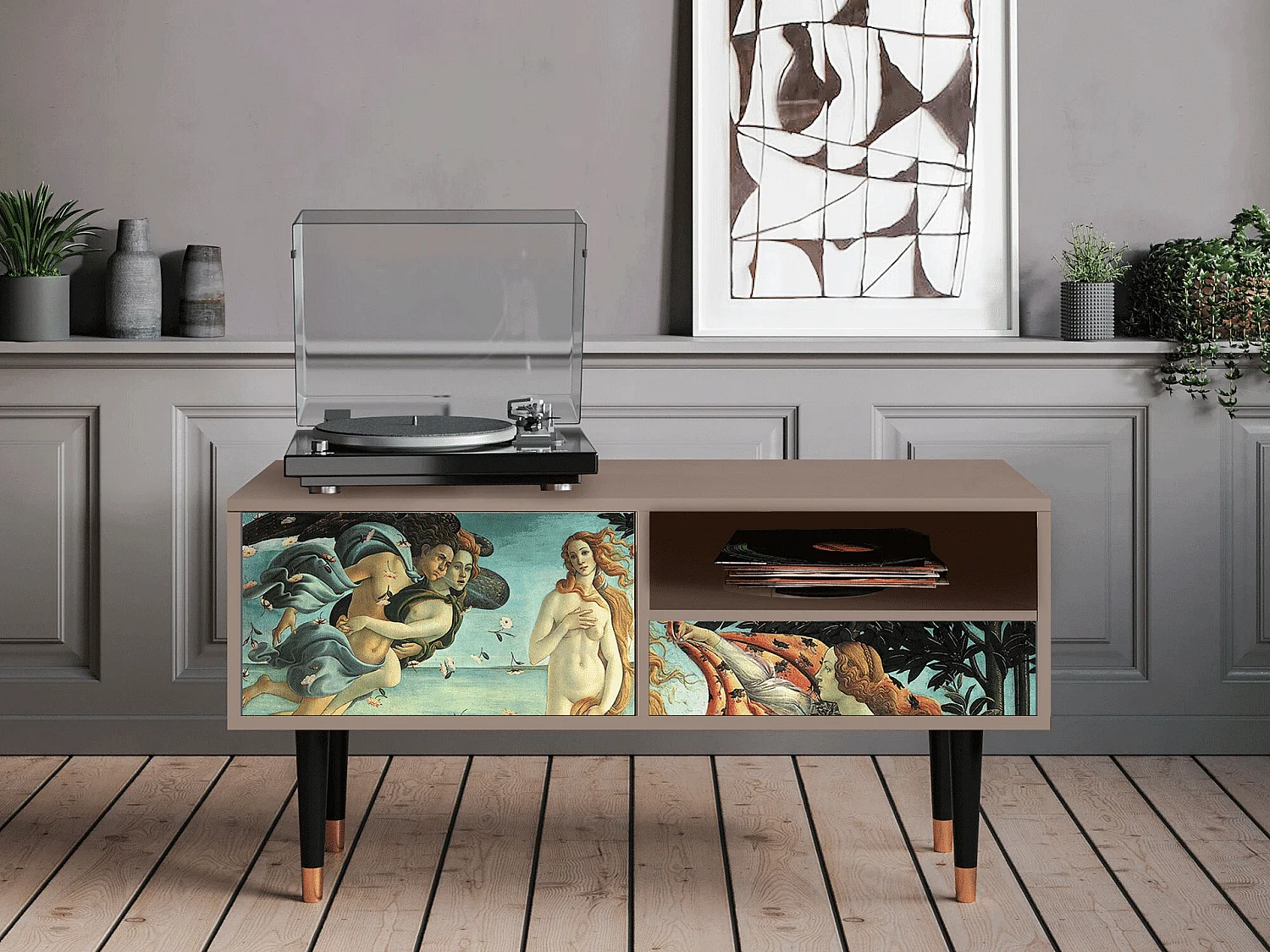 Mueble de TV - 115х59х48 cm - T3 - The Birth of Venus, Latte