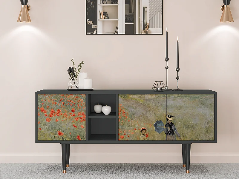 Meuble TV - 150х69х41 cm - T5 - The Poppy Field   , Anthracite
