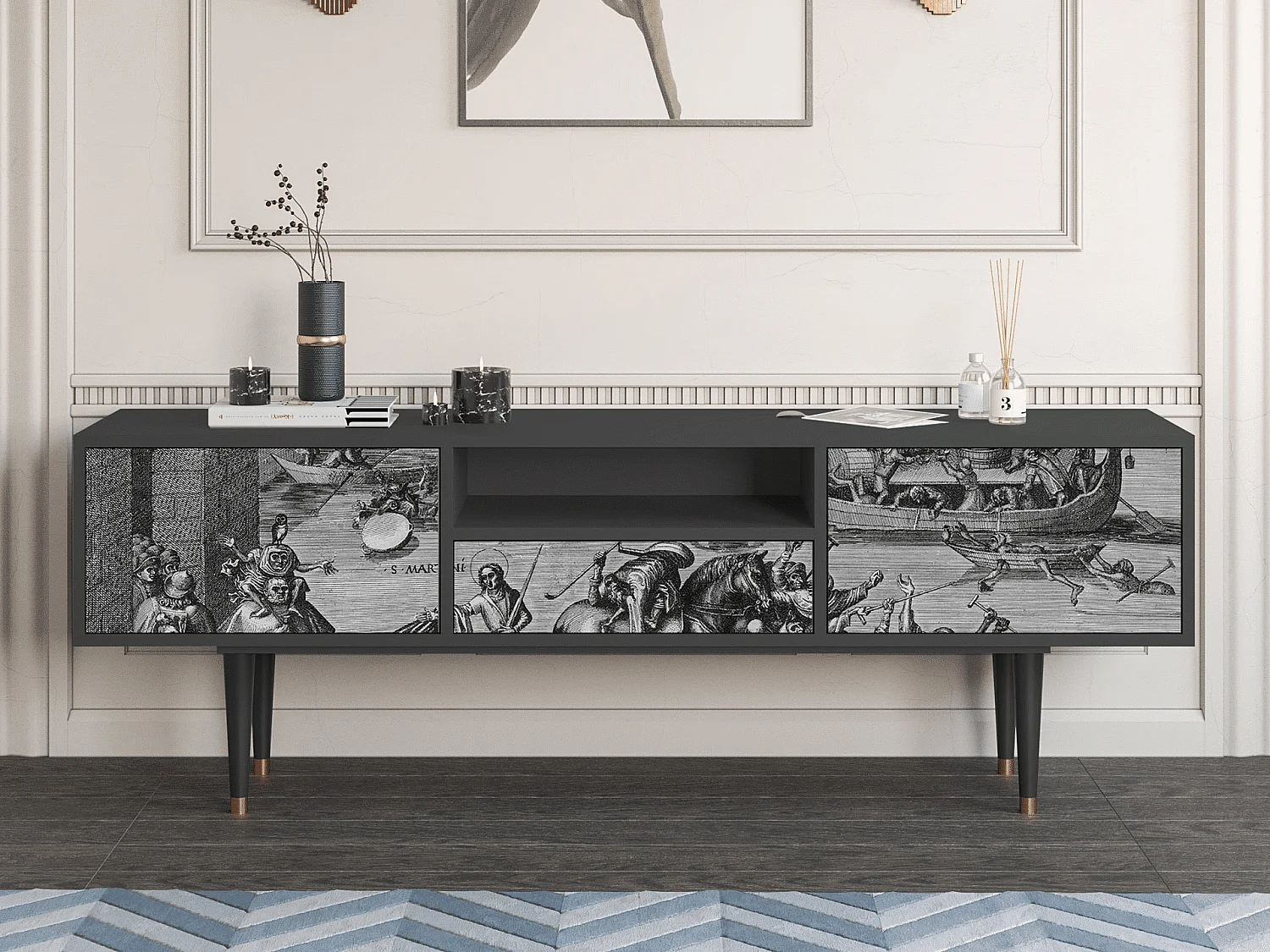 Meuble TV - 170х59х41 cm - T6 - Saint Martin, Anthracite