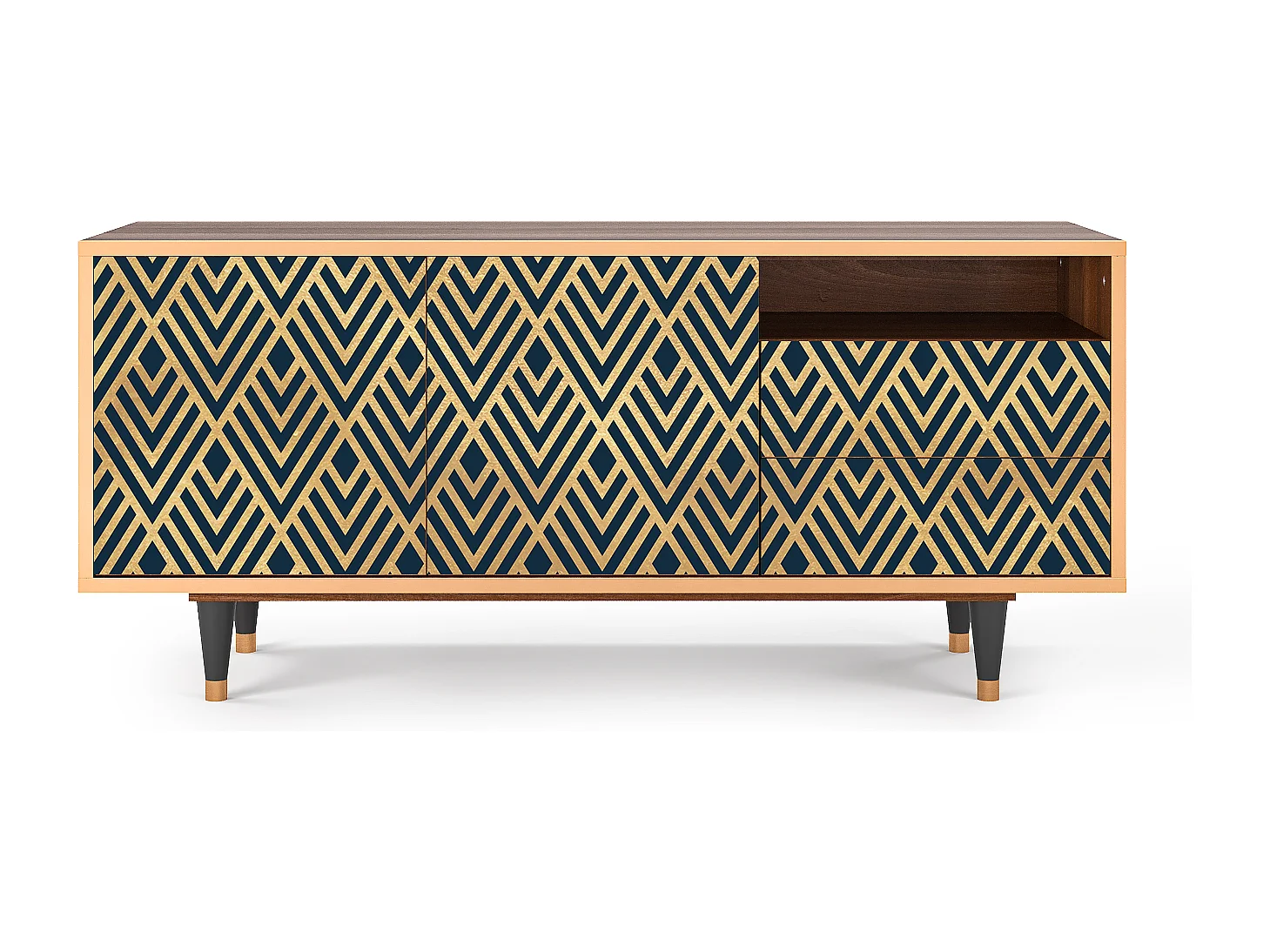 TV-Möbel - 125х56х41 cm - T7 - Egypt Triangles, Walnuss