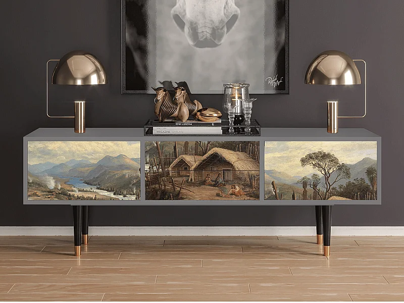 Meuble TV - 170х59х48 cm - T4 - View Across the Plains , Gris