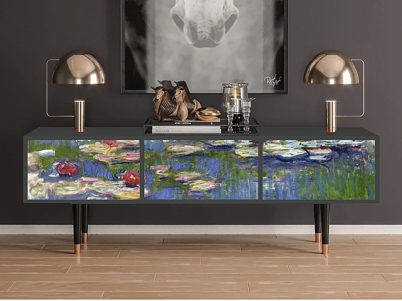 Mobile TV - 170х59х48 cm - T4 - The water lily pond  , Antracite