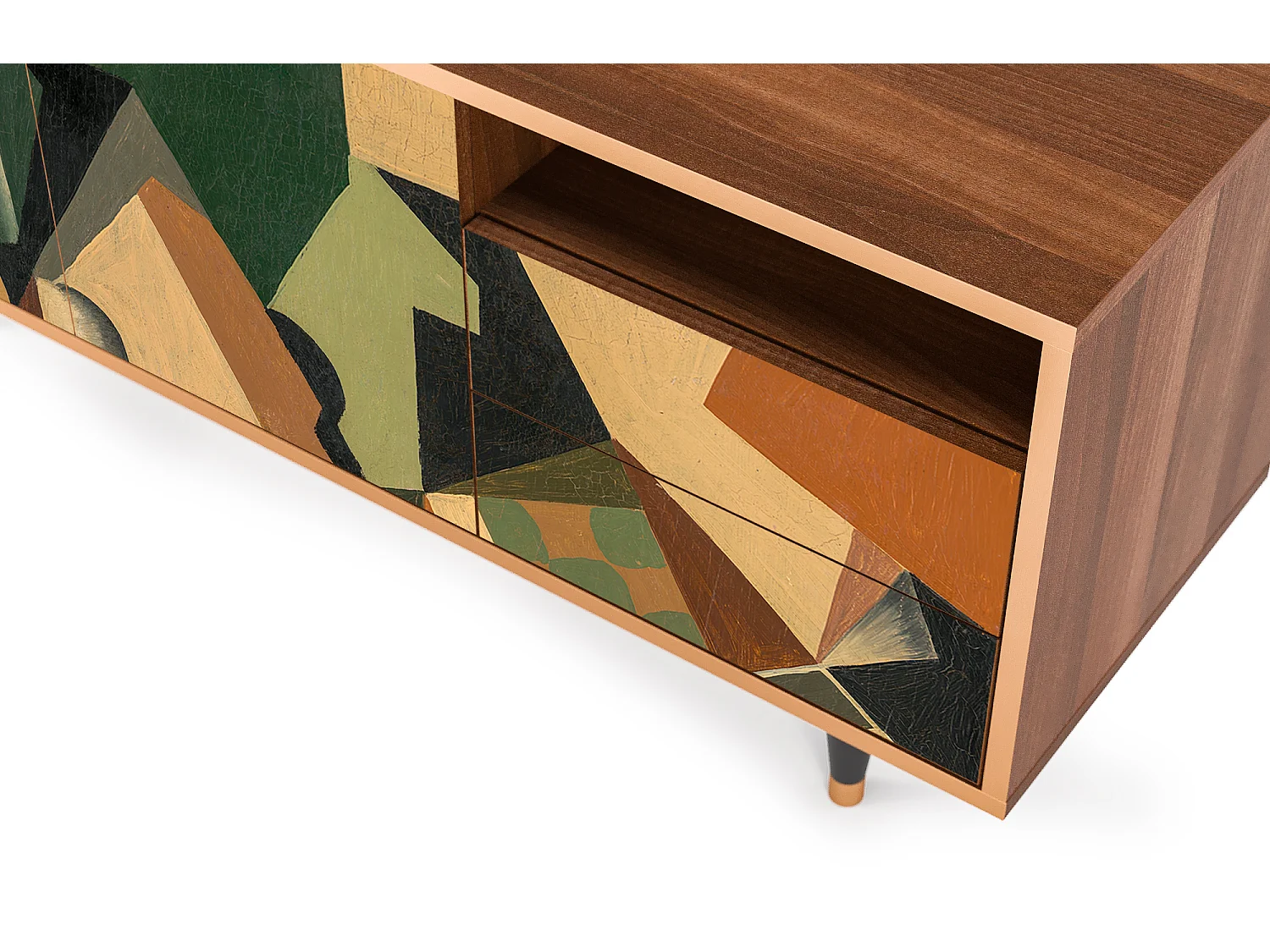 TV-meubel - 125х56х41 cm - T7 - Glass and Checkerboard, Walnoot