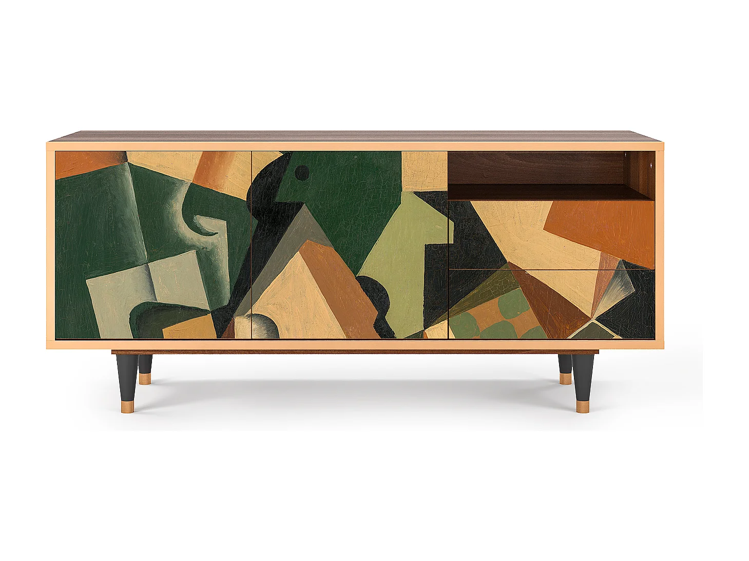 TV-Möbel - 125х56х41 cm - T7 - Glass and Checkerboard, Walnuss