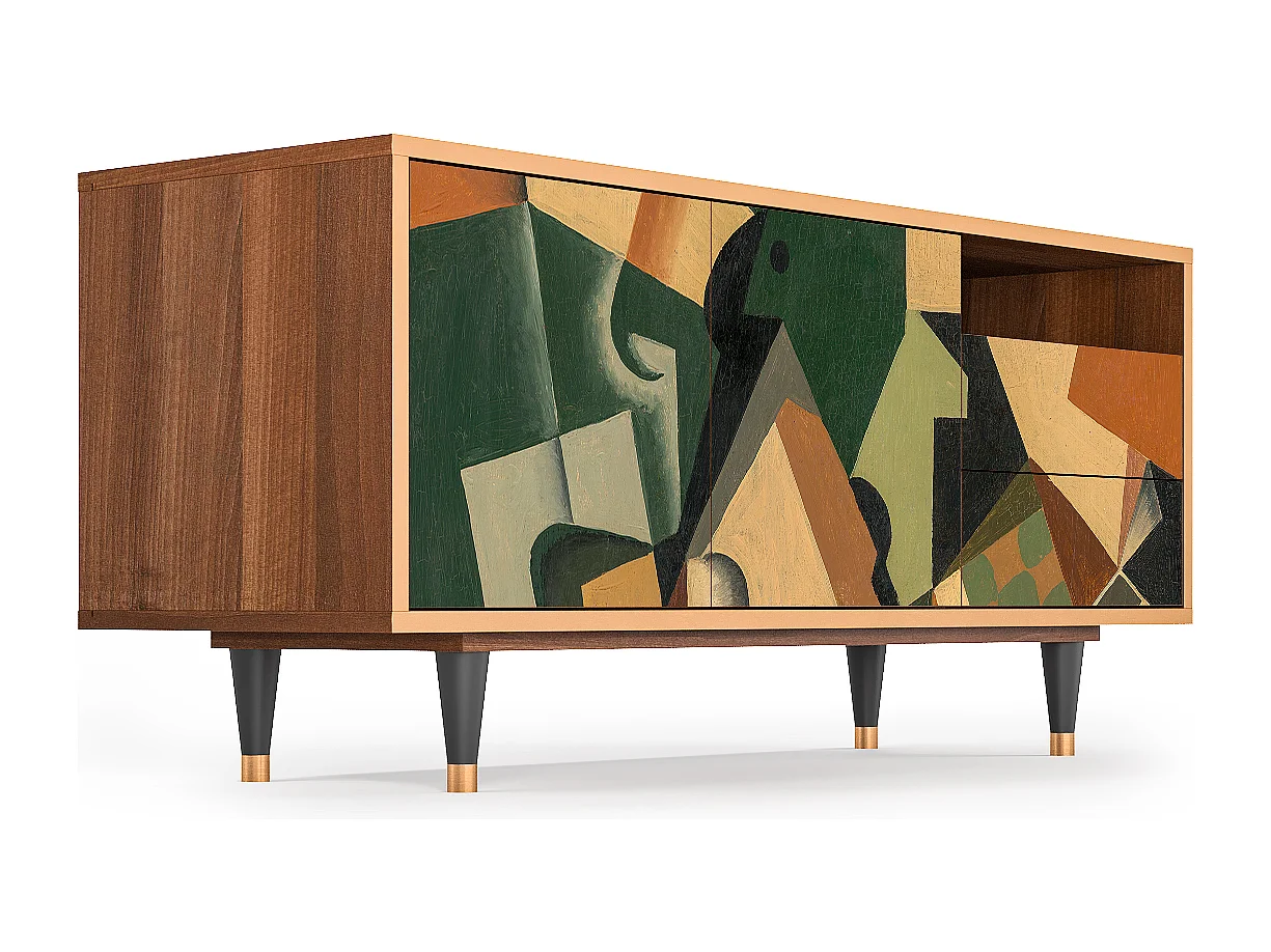 TV-Möbel - 125х56х41 cm - T7 - Glass and Checkerboard, Walnuss