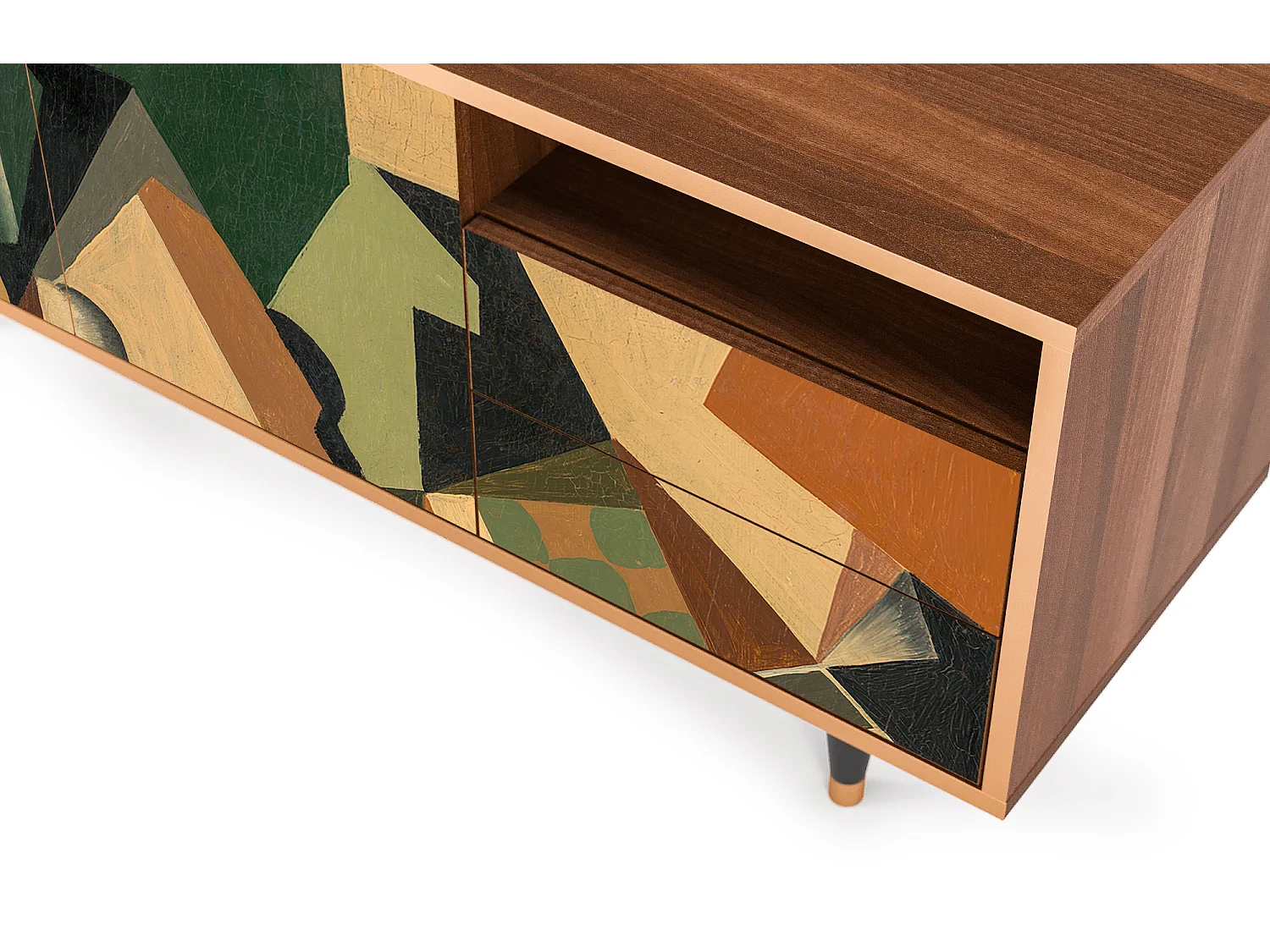 TV-Möbel - 125х56х41 cm - T7 - Glass and Checkerboard, Walnuss