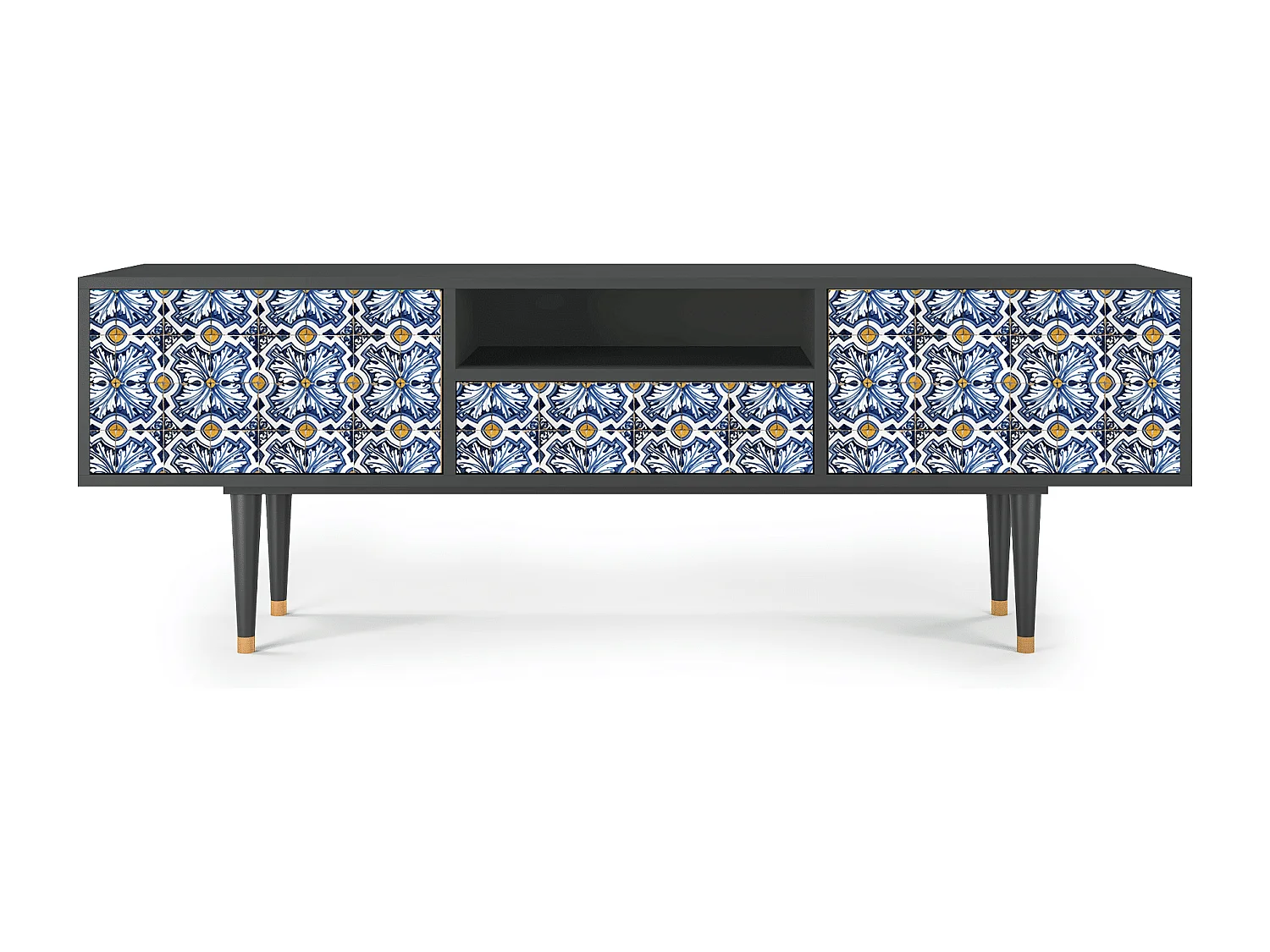 Mobile TV - 170х59х41 cm - T6 - Lovely Cornflowers, Antracite