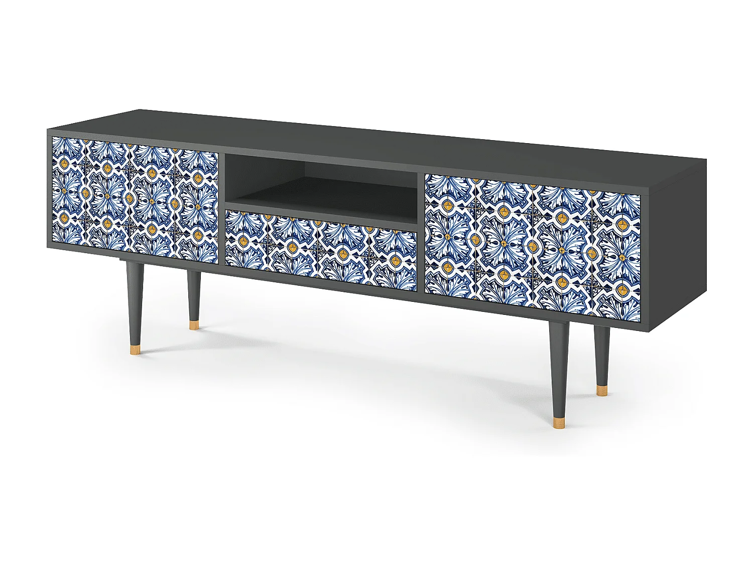 Mobile TV - 170х59х41 cm - T6 - Lovely Cornflowers, Antracite