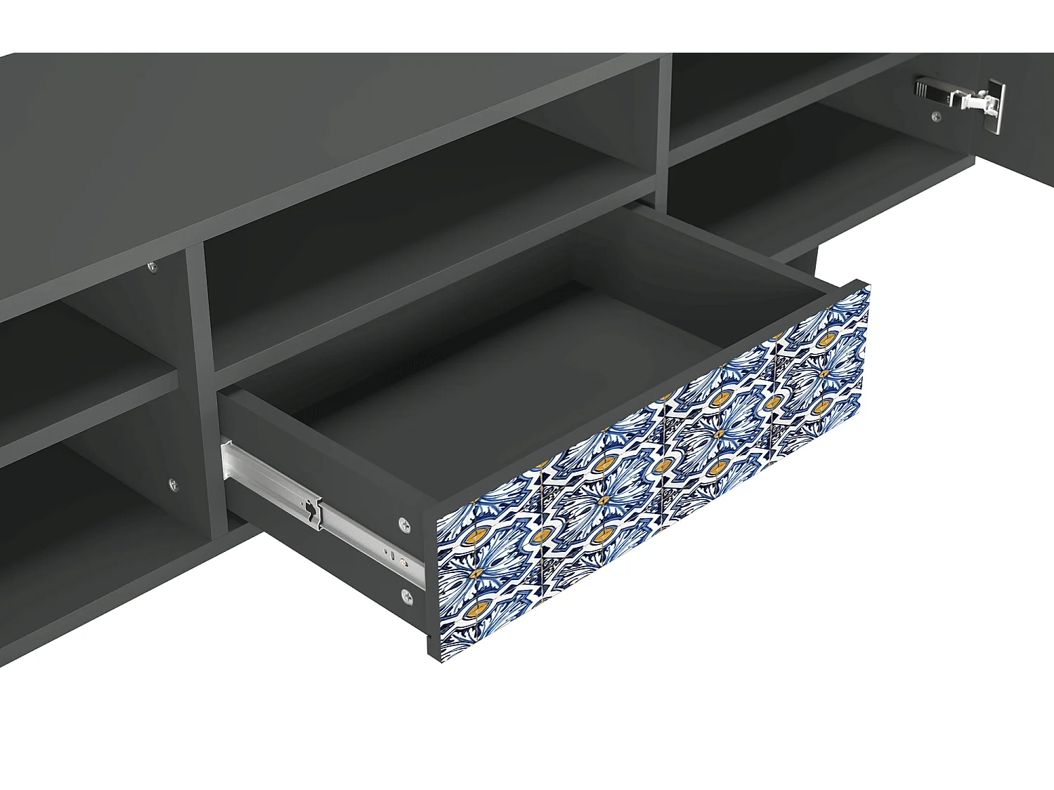 Meuble TV - 170х59х41 cm - T6 - Lovely Cornflowers, Anthracite