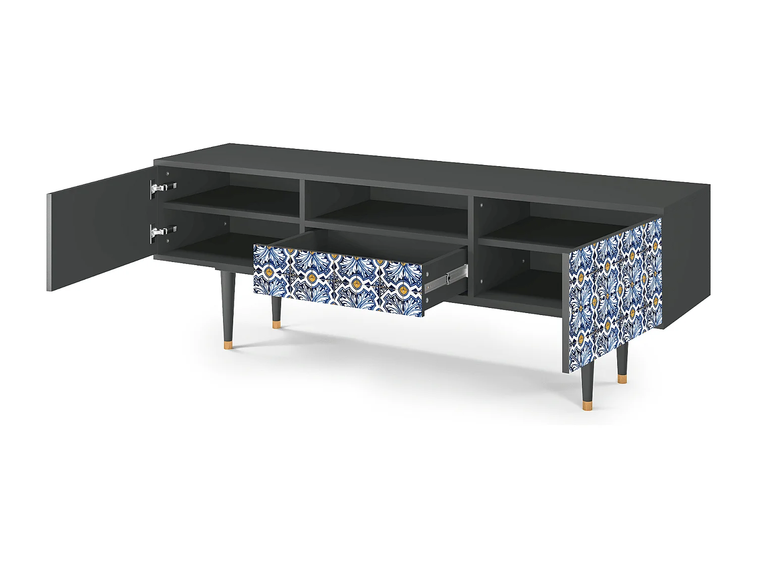 Meuble TV - 170х59х41 cm - T6 - Lovely Cornflowers, Anthracite