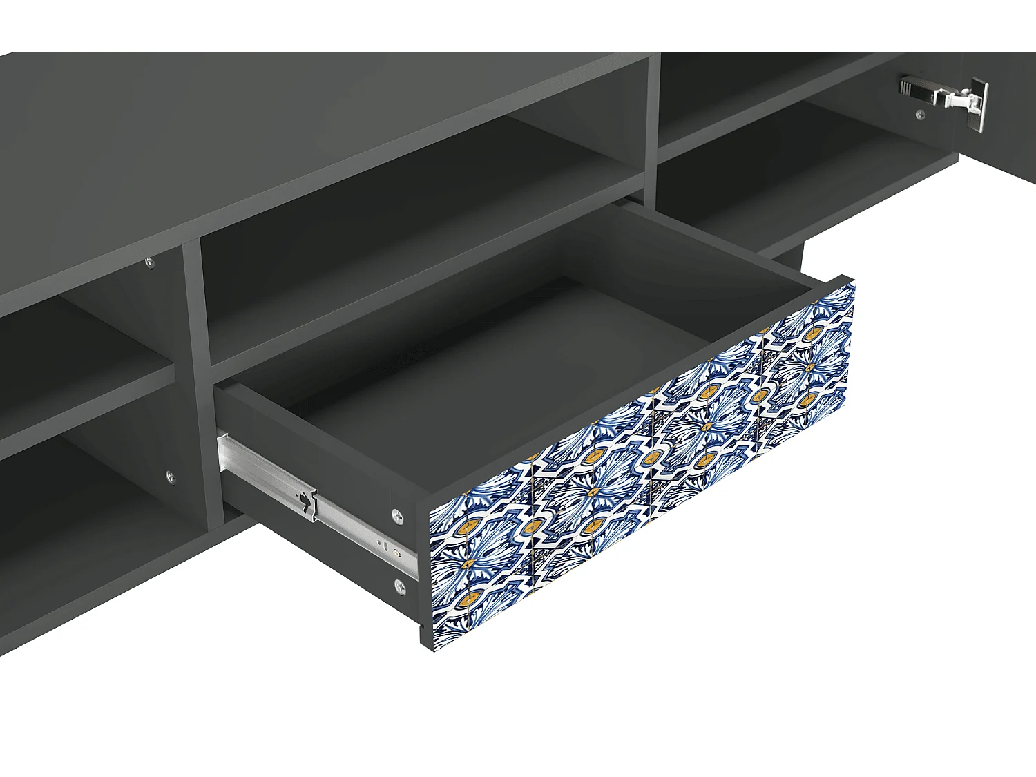 Meuble TV - 170х59х41 cm - T6 - Lovely Cornflowers, Anthracite