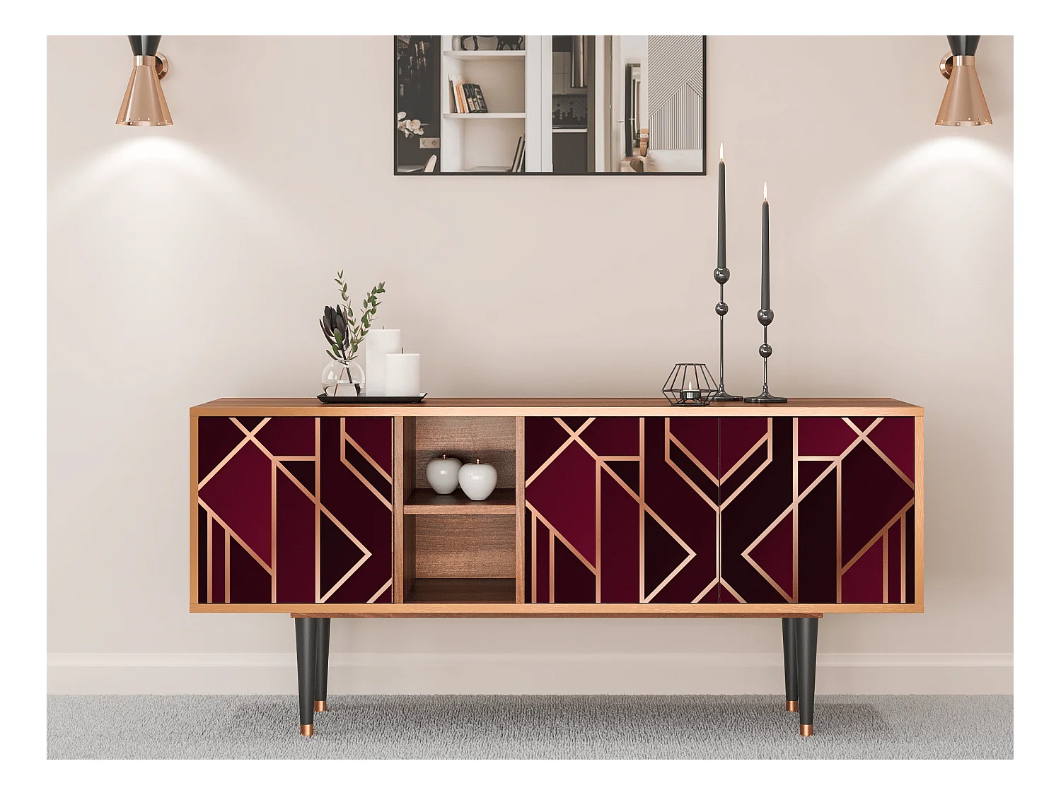 Meuble TV - 150х69х41 cm - T5 - Burgundy Jewelery, Noyer
