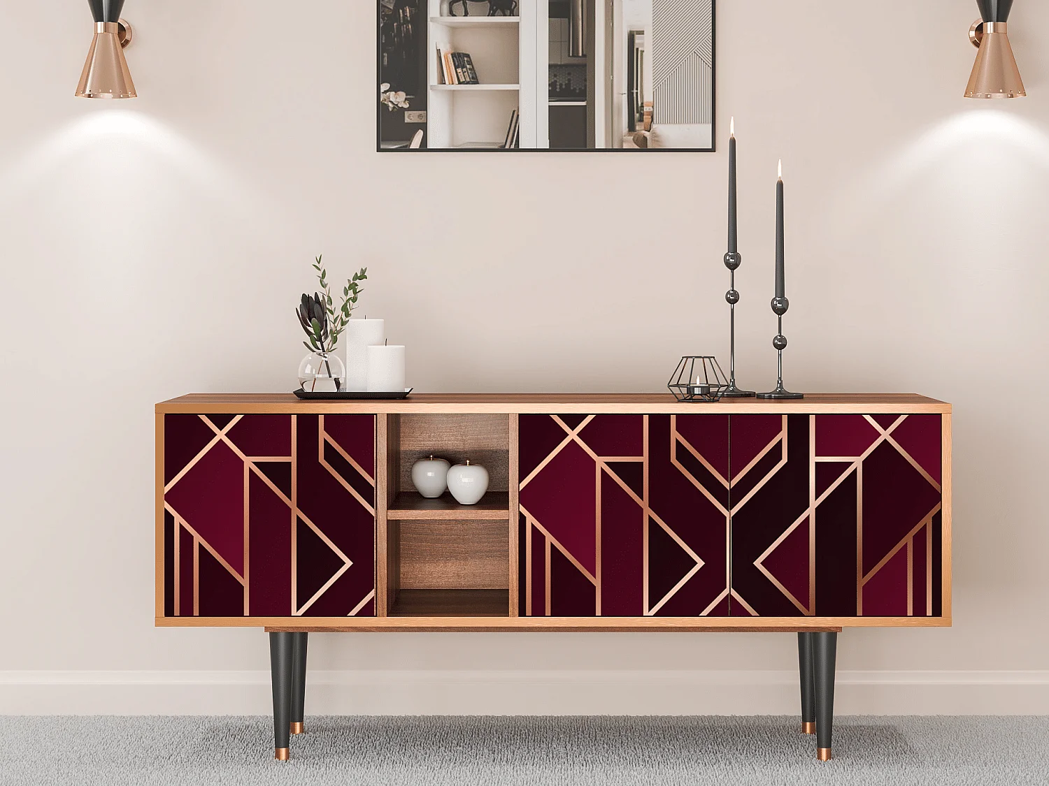 Meuble TV - 150х69х41 cm - T5 - Burgundy Jewelery, Noyer