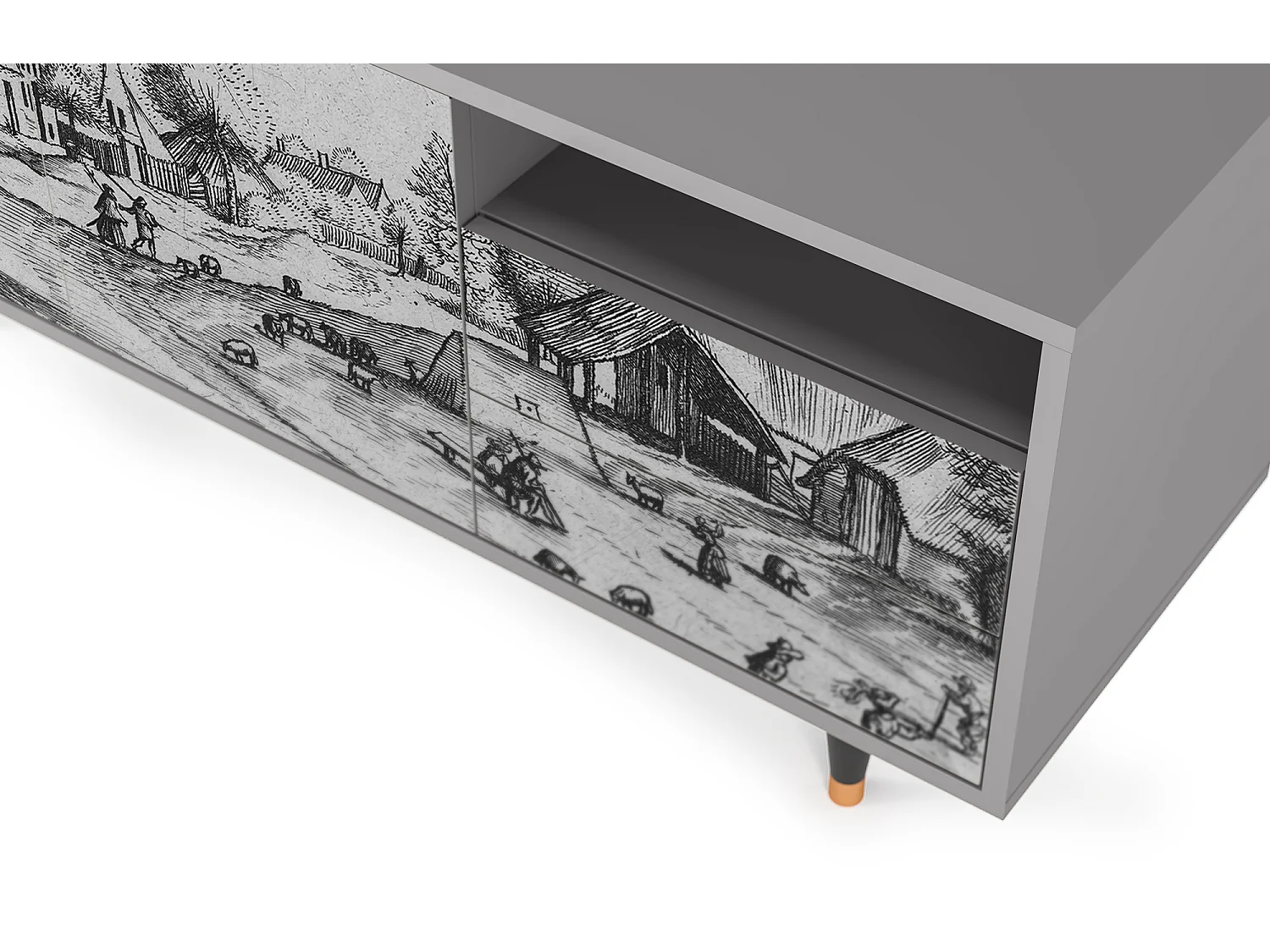 Meuble TV - 125х56х41 cm - T7 - Country Village, Gris