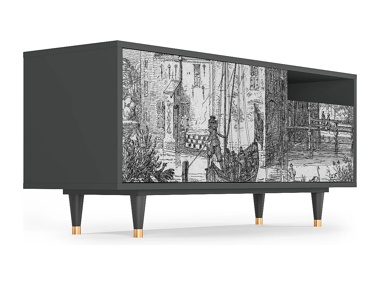 Meuble TV - 125х56х41 cm - T7 - Castle with Bridge, Anthracite