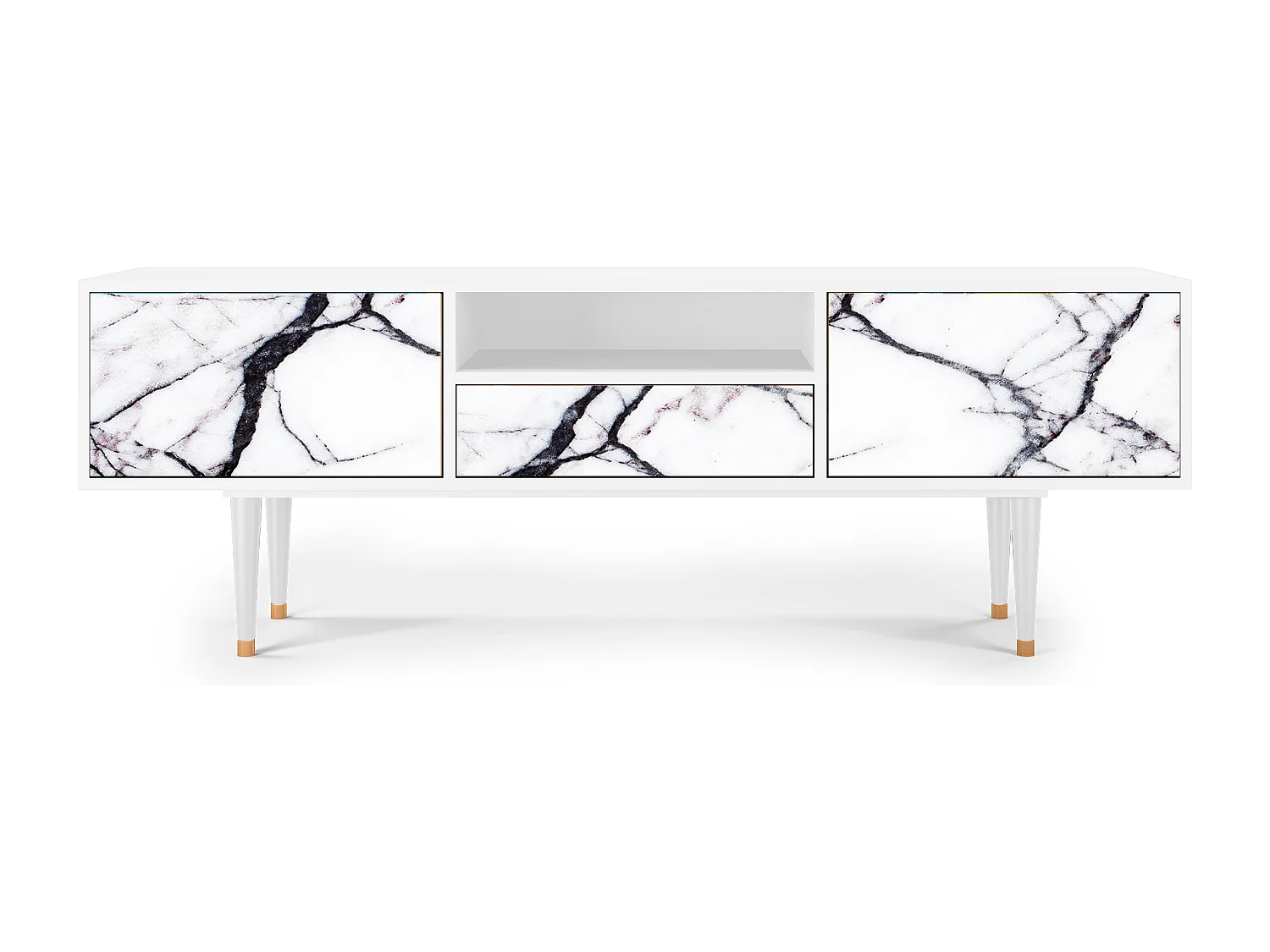 Szafka RTV - 170х59х41 cm - T6 - Raven Marble, Biały