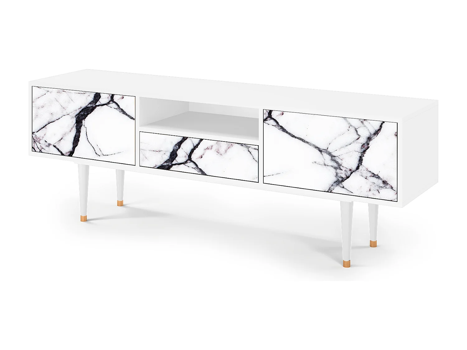 Szafka RTV - 170х59х41 cm - T6 - Raven Marble, Biały