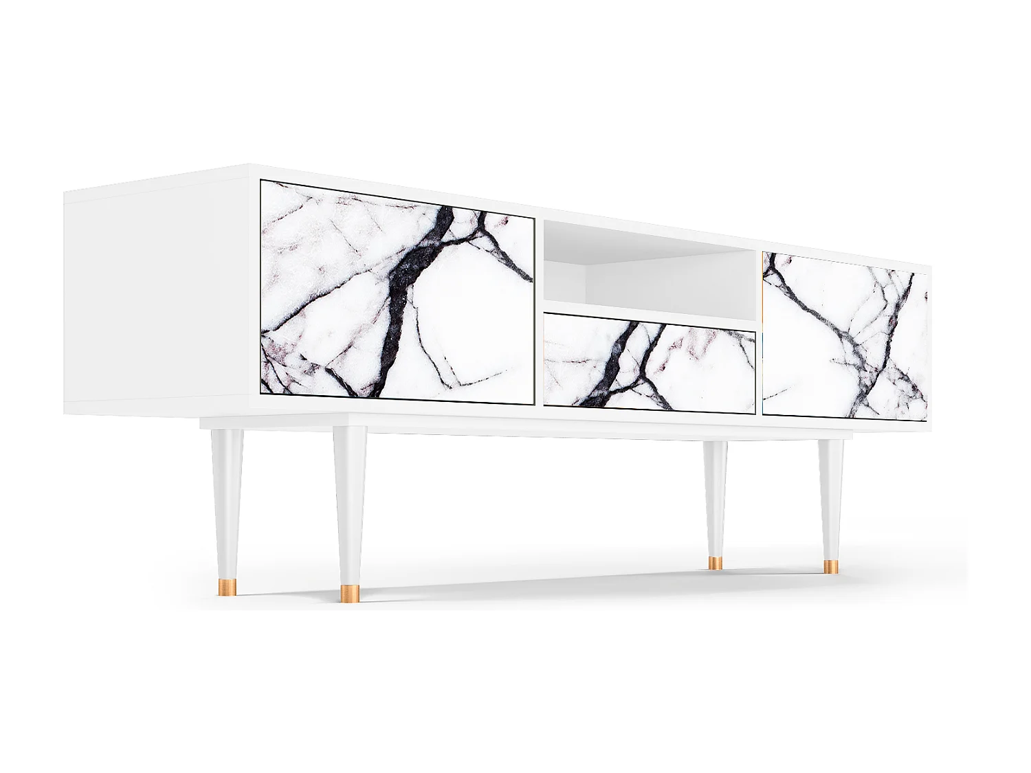 Szafka RTV - 170х59х41 cm - T6 - Raven Marble, Biały