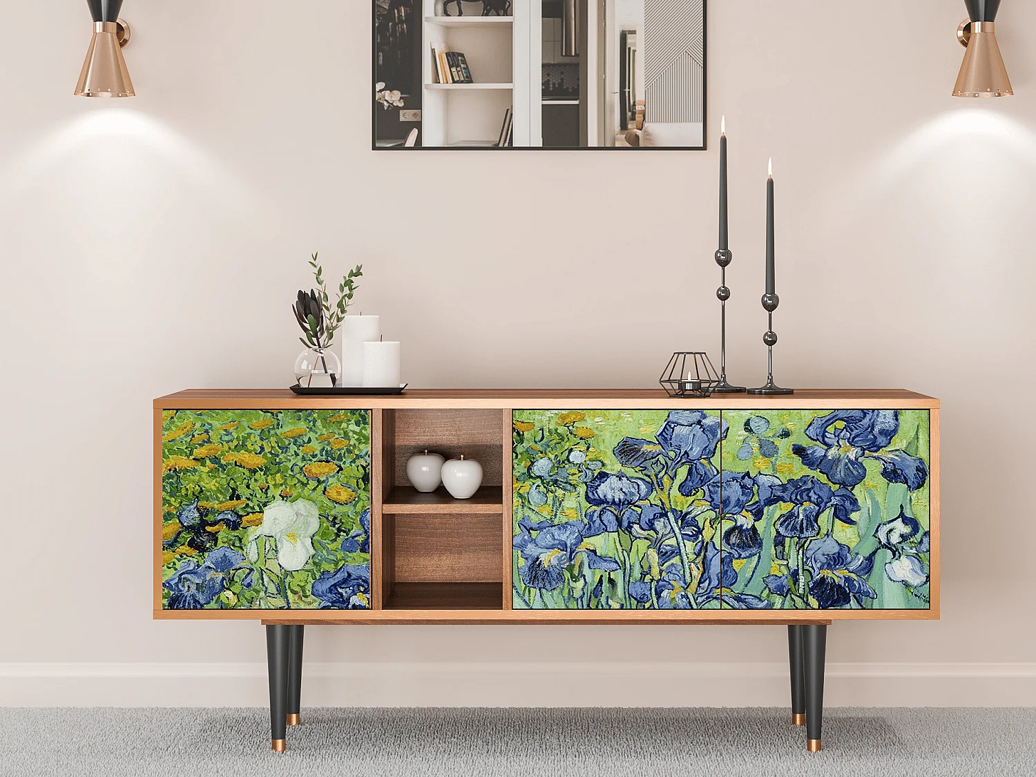 Mueble de TV - 150х69х41 cm - T5 - Irises , Nogueira