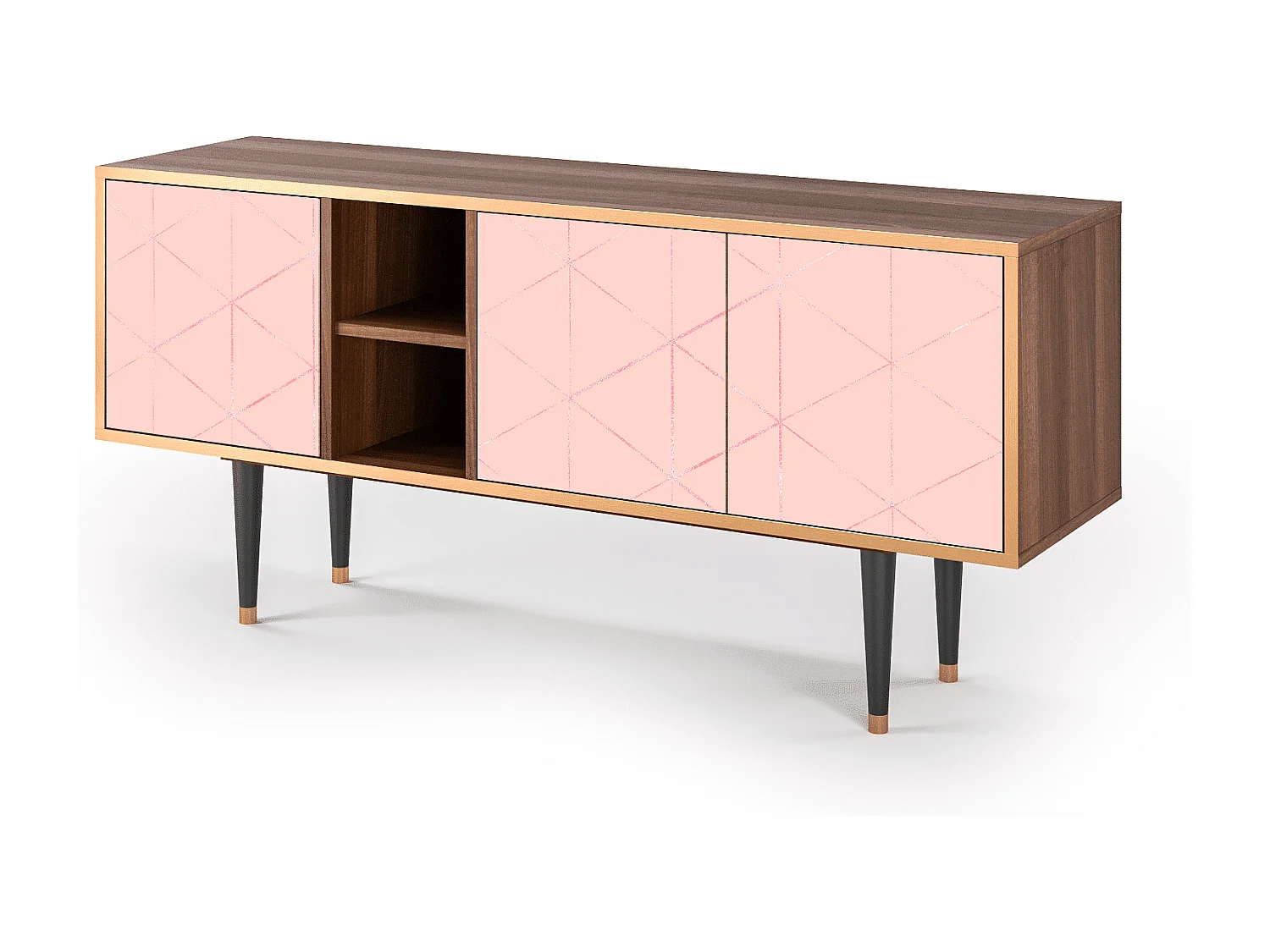 Meuble TV - 150х69х41 cm - T5 - Rose Quartz, Noyer