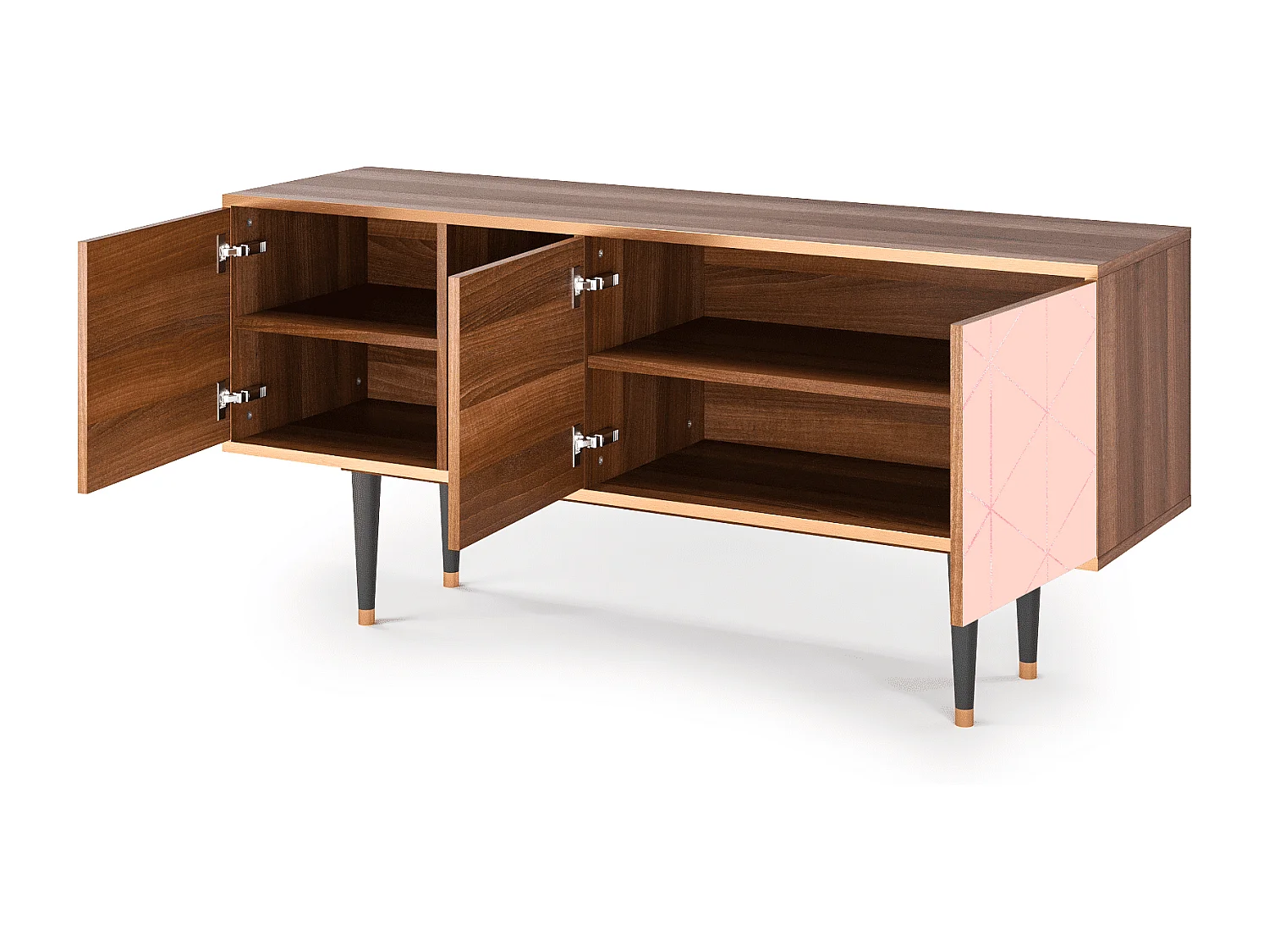 Meuble TV - 150х69х41 cm - T5 - Rose Quartz, Noyer