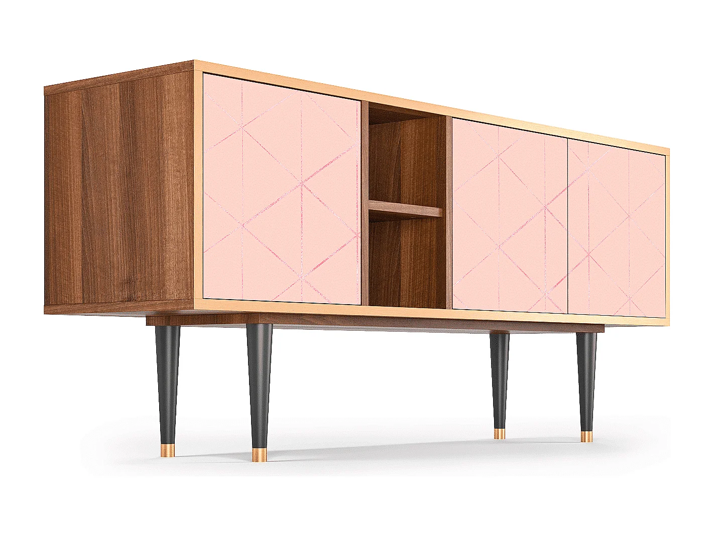 Meuble TV - 150х69х41 cm - T5 - Rose Quartz, Noyer