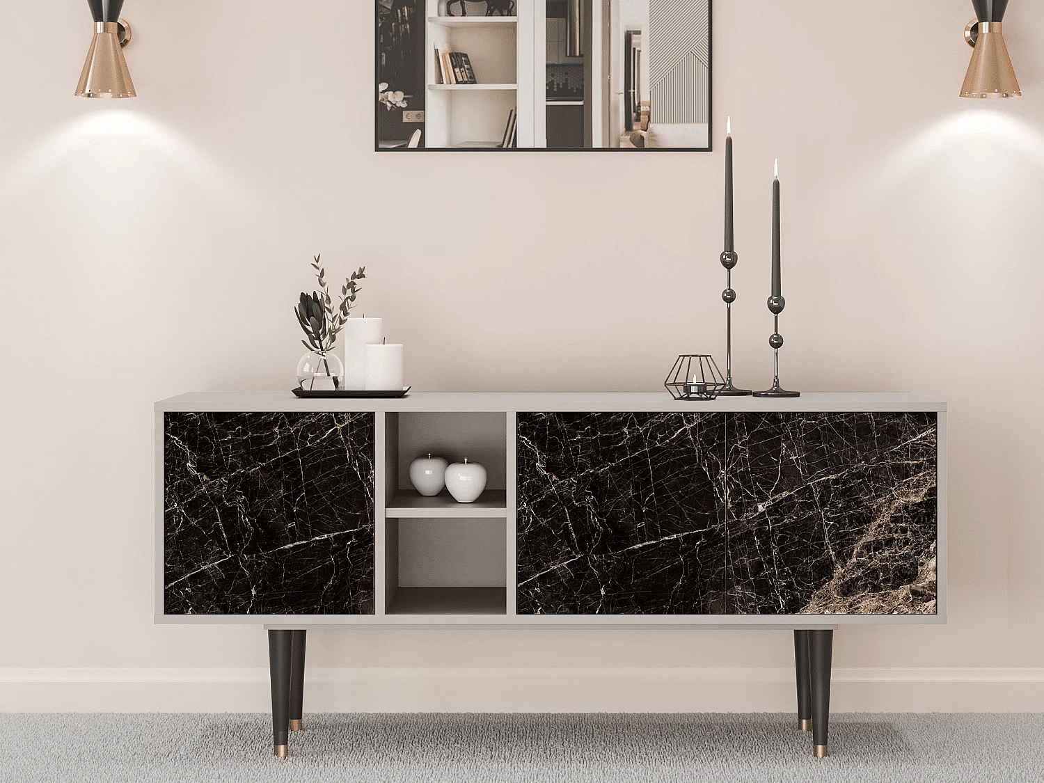 Meuble TV - 150х69х41 cm - T5 - Night Abyss, Sable