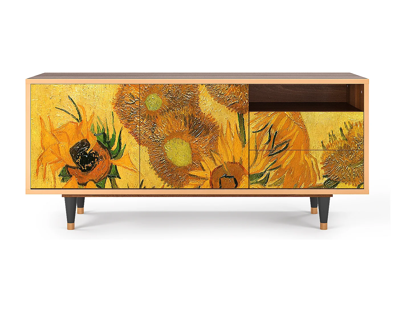 TV-meubel - 125х56х41 cm - T7 - Sunflowers, Walnoot