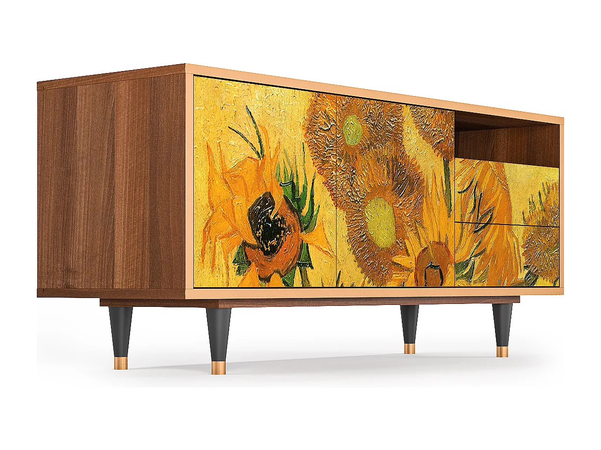 TV-meubel - 125х56х41 cm - T7 - Sunflowers, Walnoot