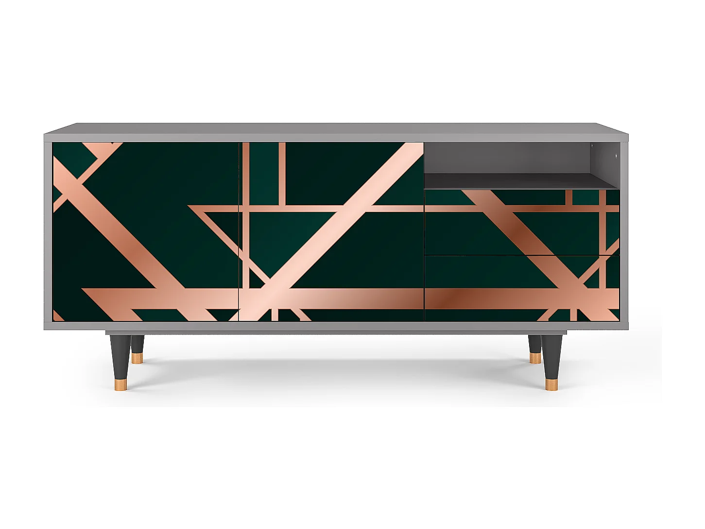 Meuble TV - 125х56х41 cm - T7 - Emerald Gatsby, Gris