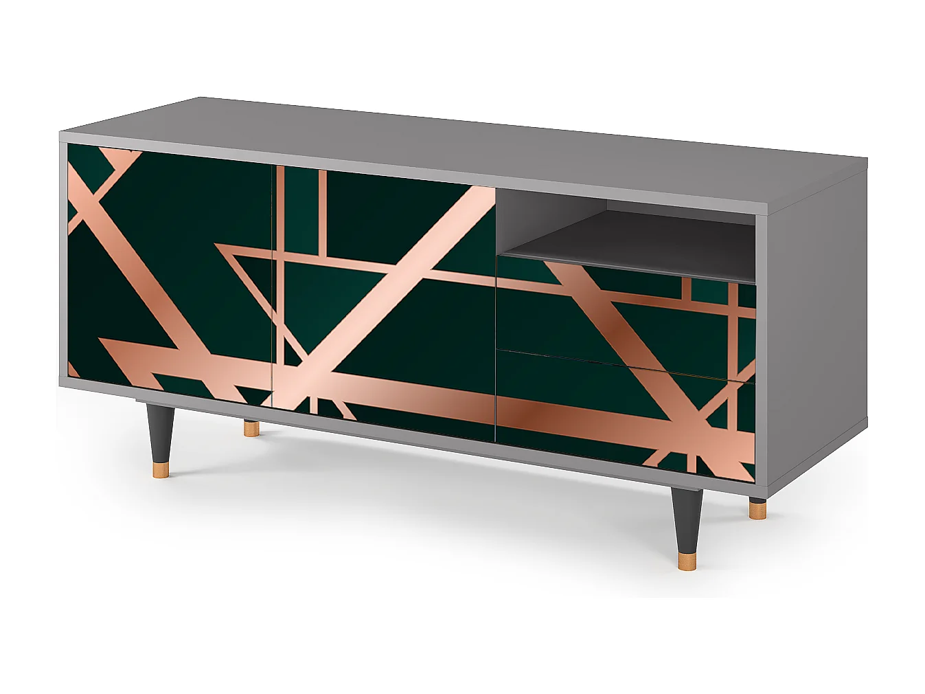 Meuble TV - 125х56х41 cm - T7 - Emerald Gatsby, Gris