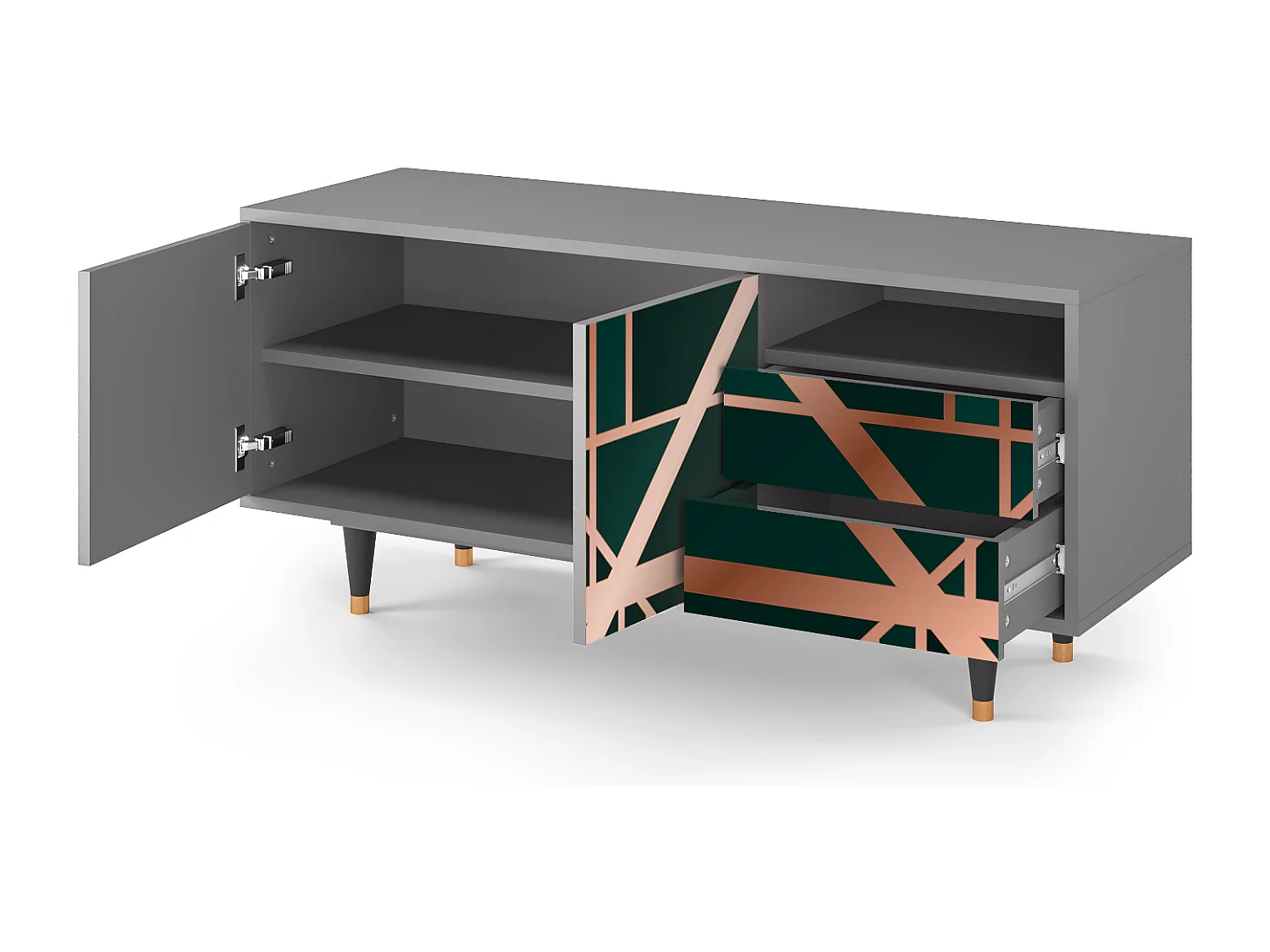 Meuble TV - 125х56х41 cm - T7 - Emerald Gatsby, Gris