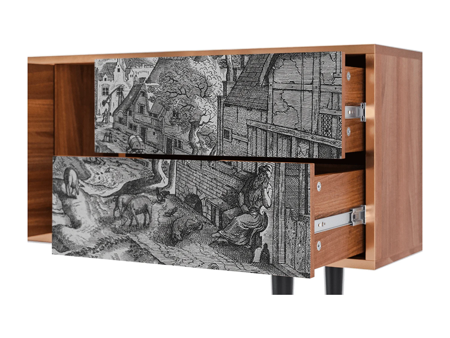 TV-Möbel - 170х69х48 cm - T1 - Bird Dropping, Walnuss