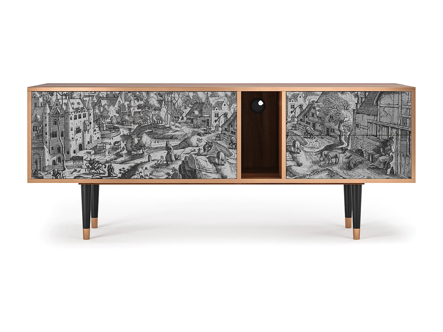 Szafka RTV - 170х69х48 cm - T1 - Bird Dropping, Orzech