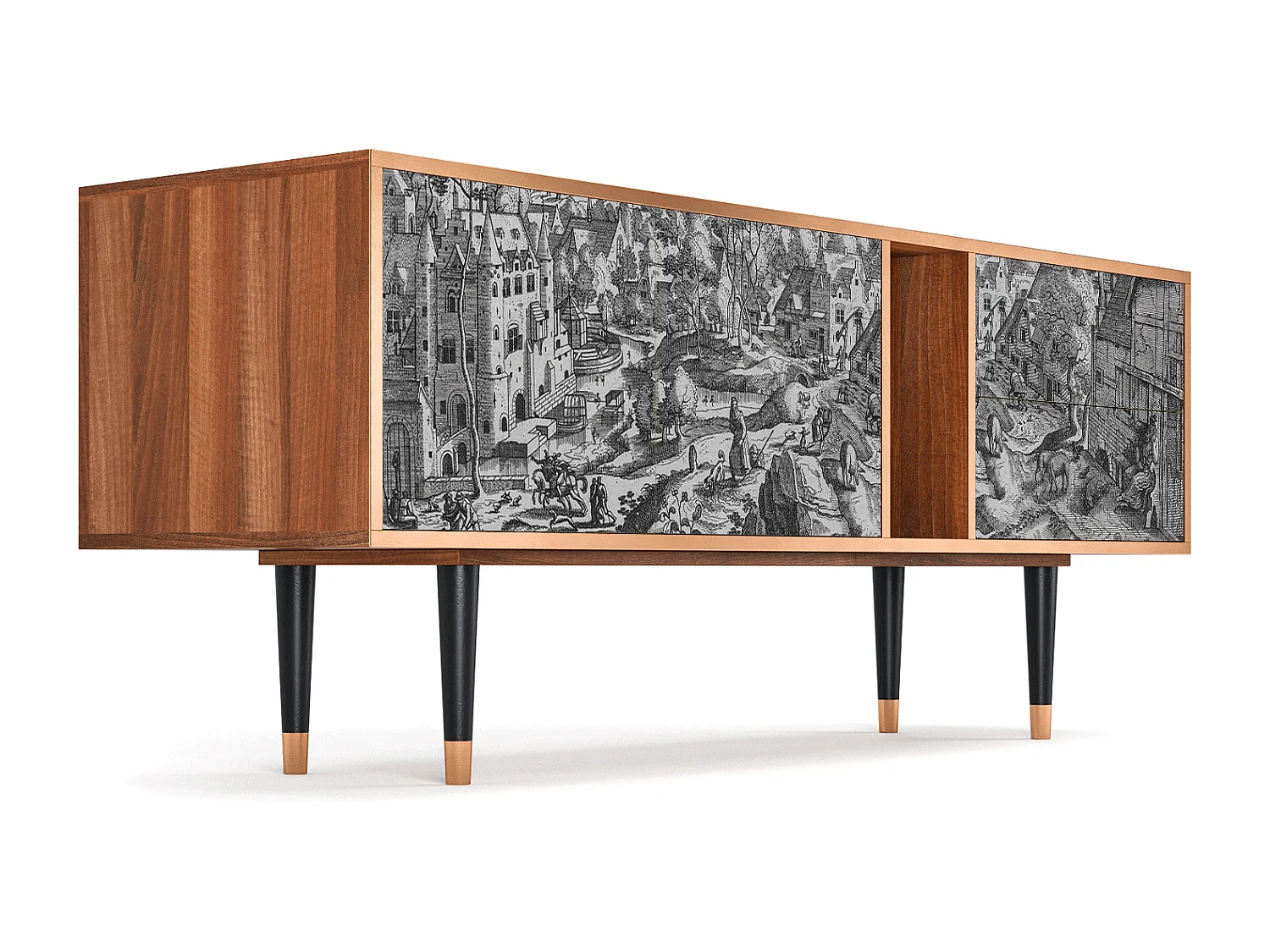 Szafka RTV - 170х69х48 cm - T1 - Bird Dropping, Orzech