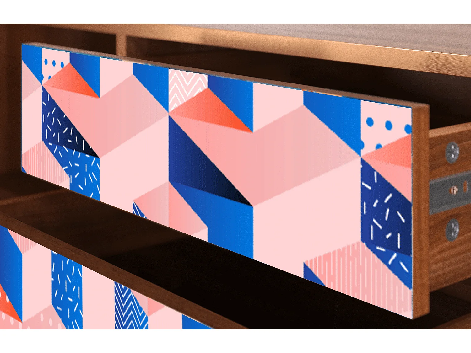 Meuble TV - 170х59х48 cm - T4 - Pinky Squares, Noyer