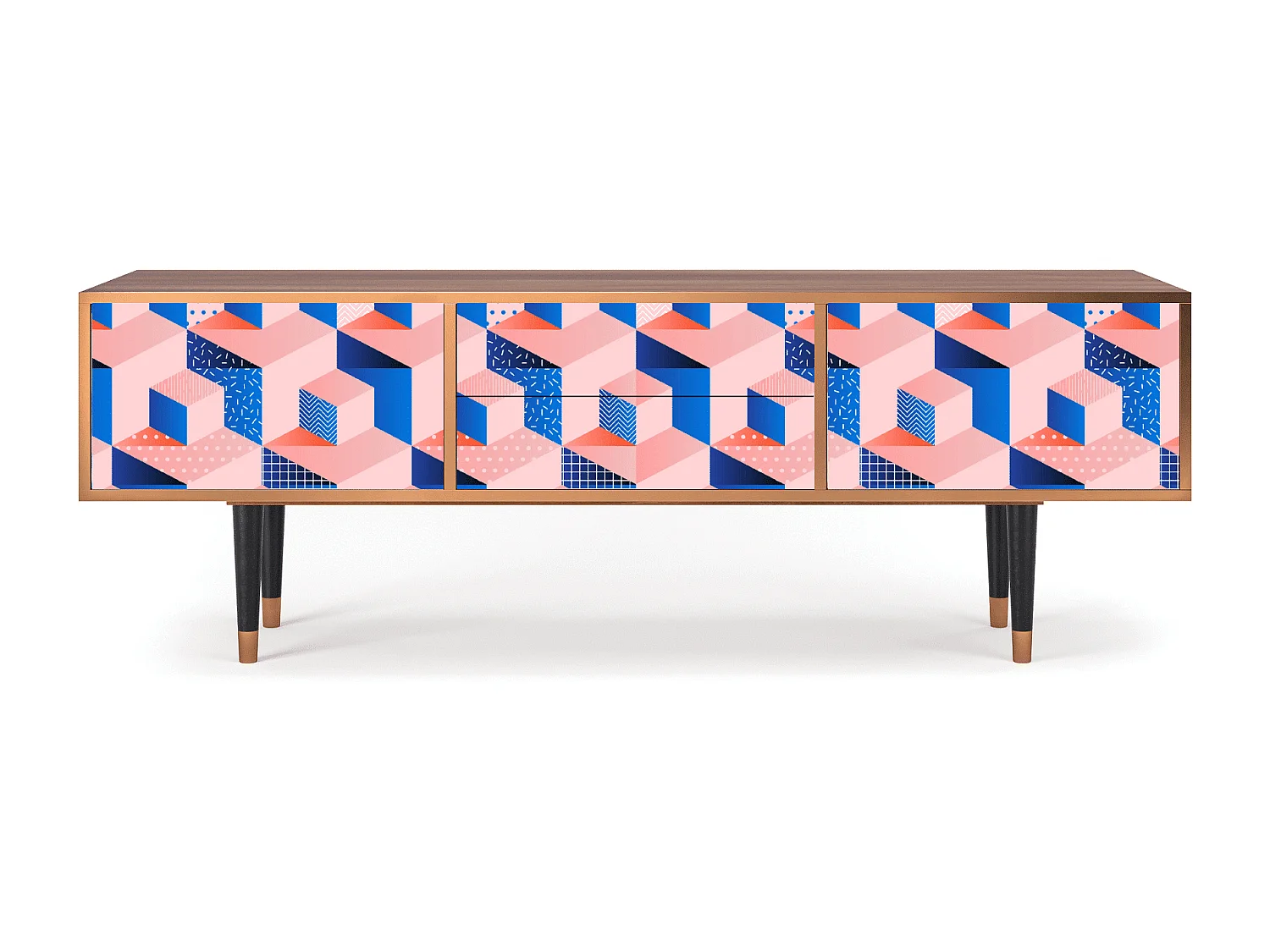 Szafka RTV - 170х59х48 cm - T4 - Pinky Squares, Orzech