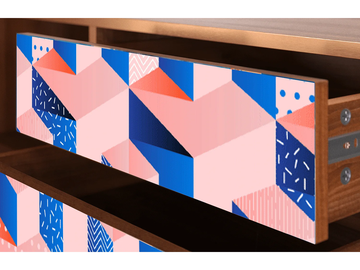 Szafka RTV - 170х59х48 cm - T4 - Pinky Squares, Orzech