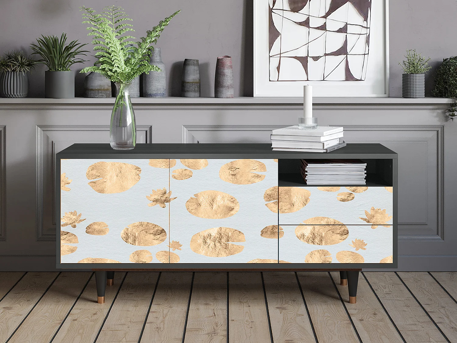 Meuble TV - 125х56х41 cm - T7 - Blue Giraffe, Anthracite