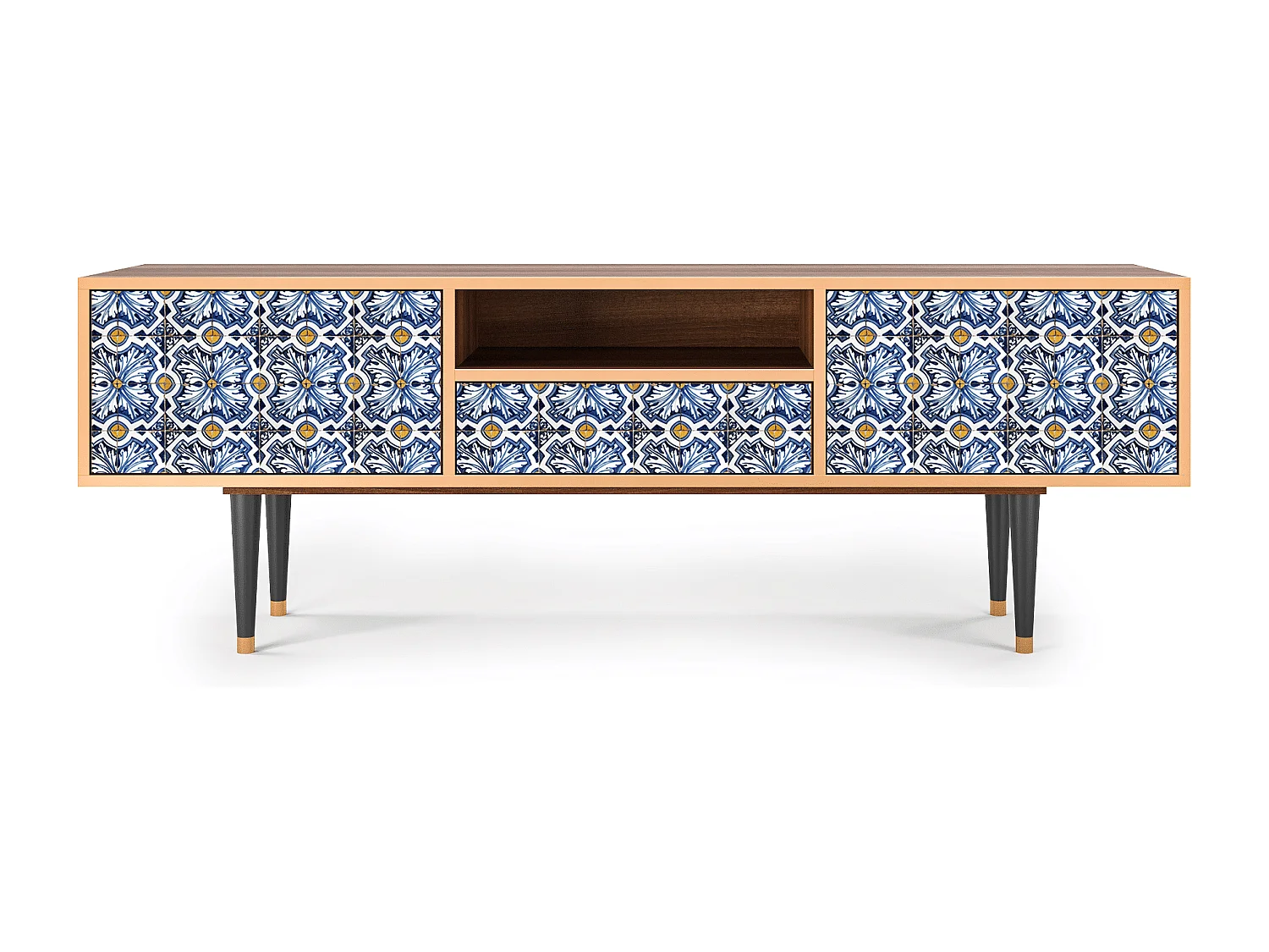 Meuble TV - 170х59х41 cm - T6 - Lovely Cornflowers, Noyer