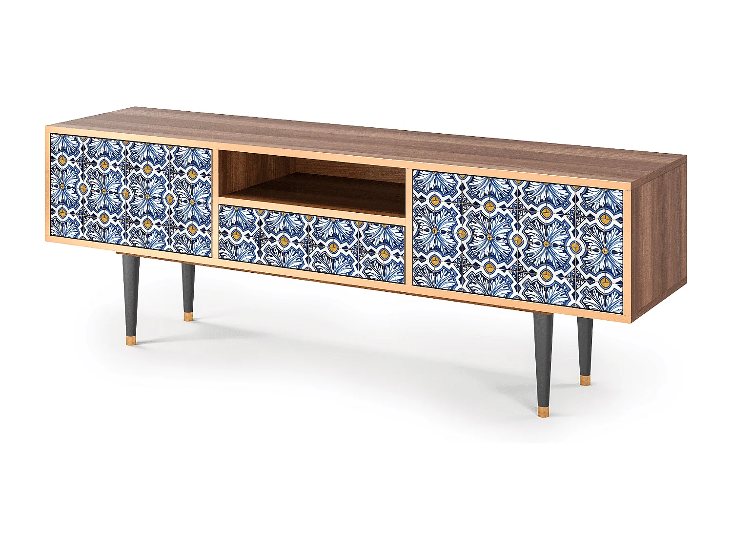 Meuble TV - 170х59х41 cm - T6 - Lovely Cornflowers, Noyer