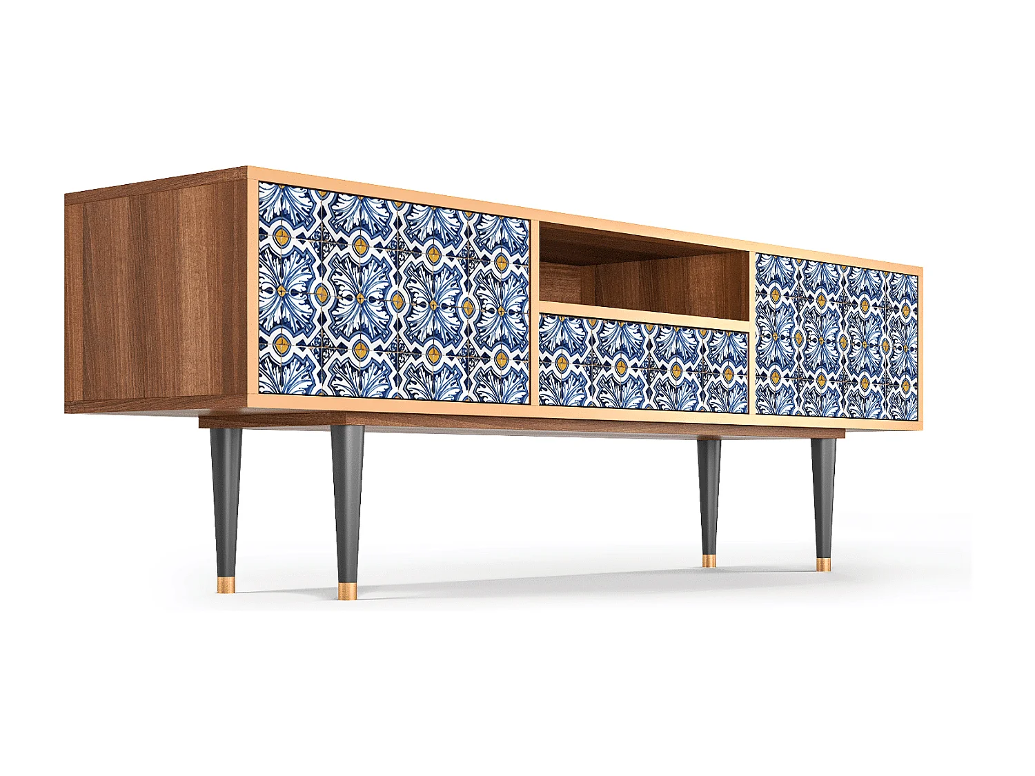 Meuble TV - 170х59х41 cm - T6 - Lovely Cornflowers, Noyer